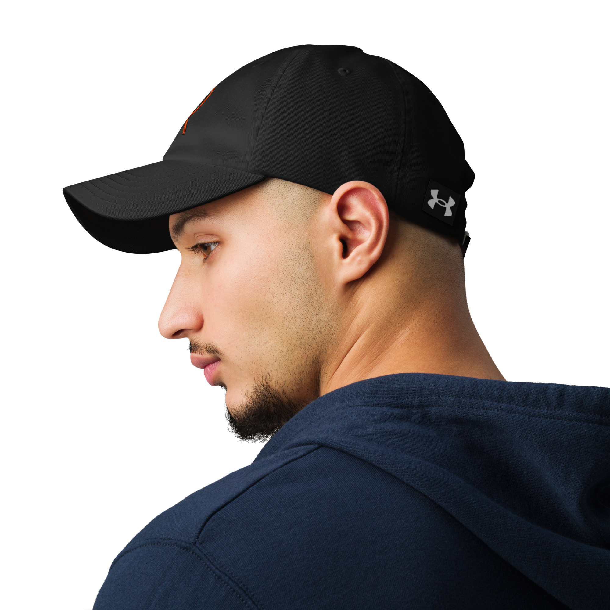 R - Orange And Black Under Armour® Dad Hat - Image 4