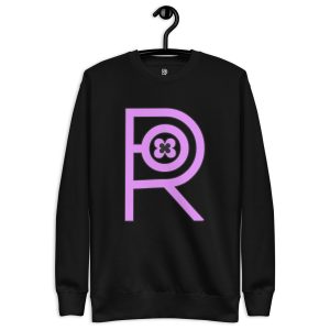 R - Lavender And Black Outlined Black Unisex Premium Sweatshirt