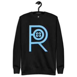 R - Sky Blue And Black Outlined Black Unisex Premium Sweatshirt