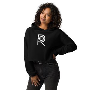 R - White And Black Outlined Women's Crop Hoodie