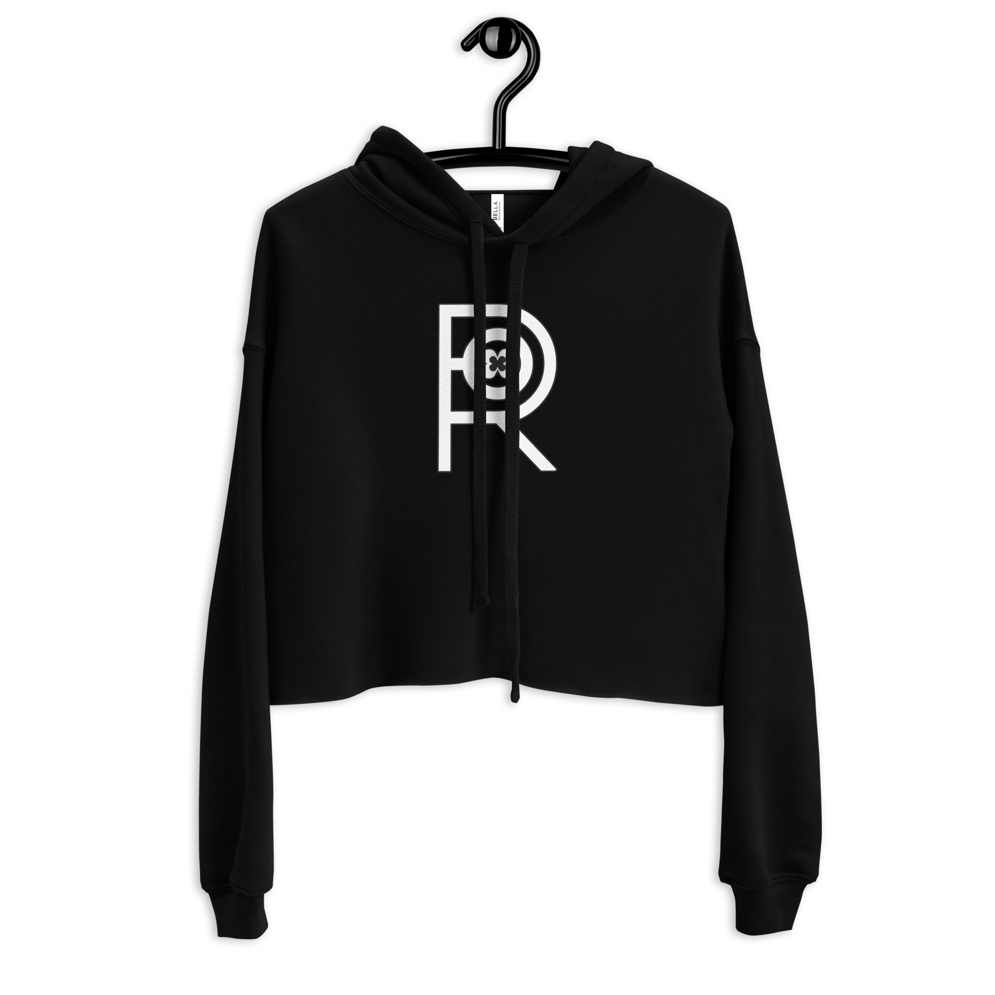 R - White And Black Outlined Women's Crop Hoodie - Image 2
