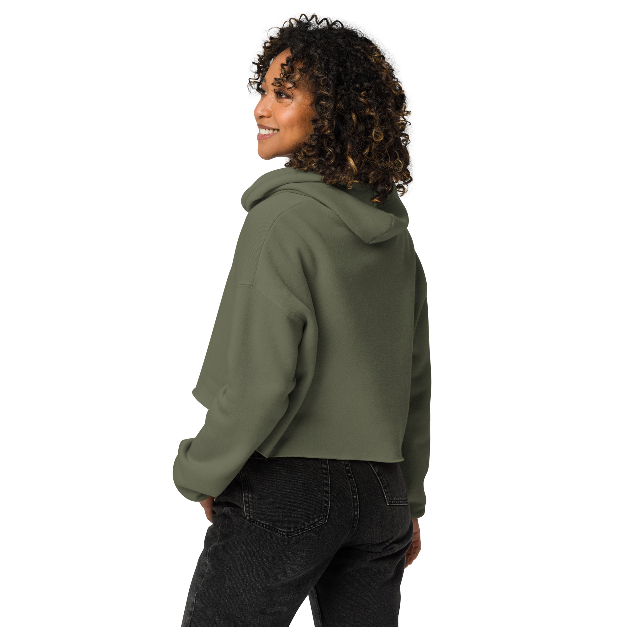 R - White And Black Outlined Women's Crop Hoodie - Image 12