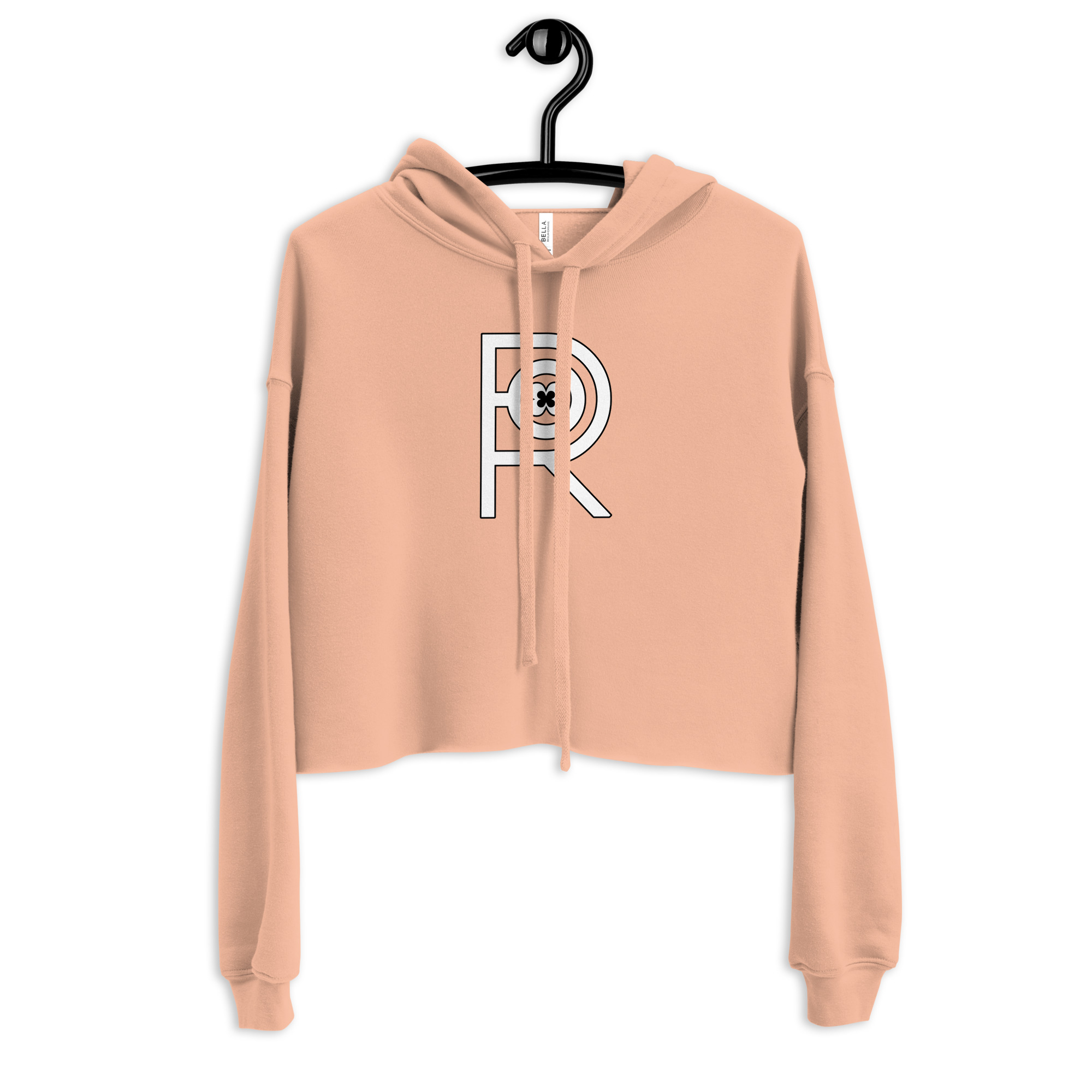 R - White And Black Outlined Women's Crop Hoodie - Image 3