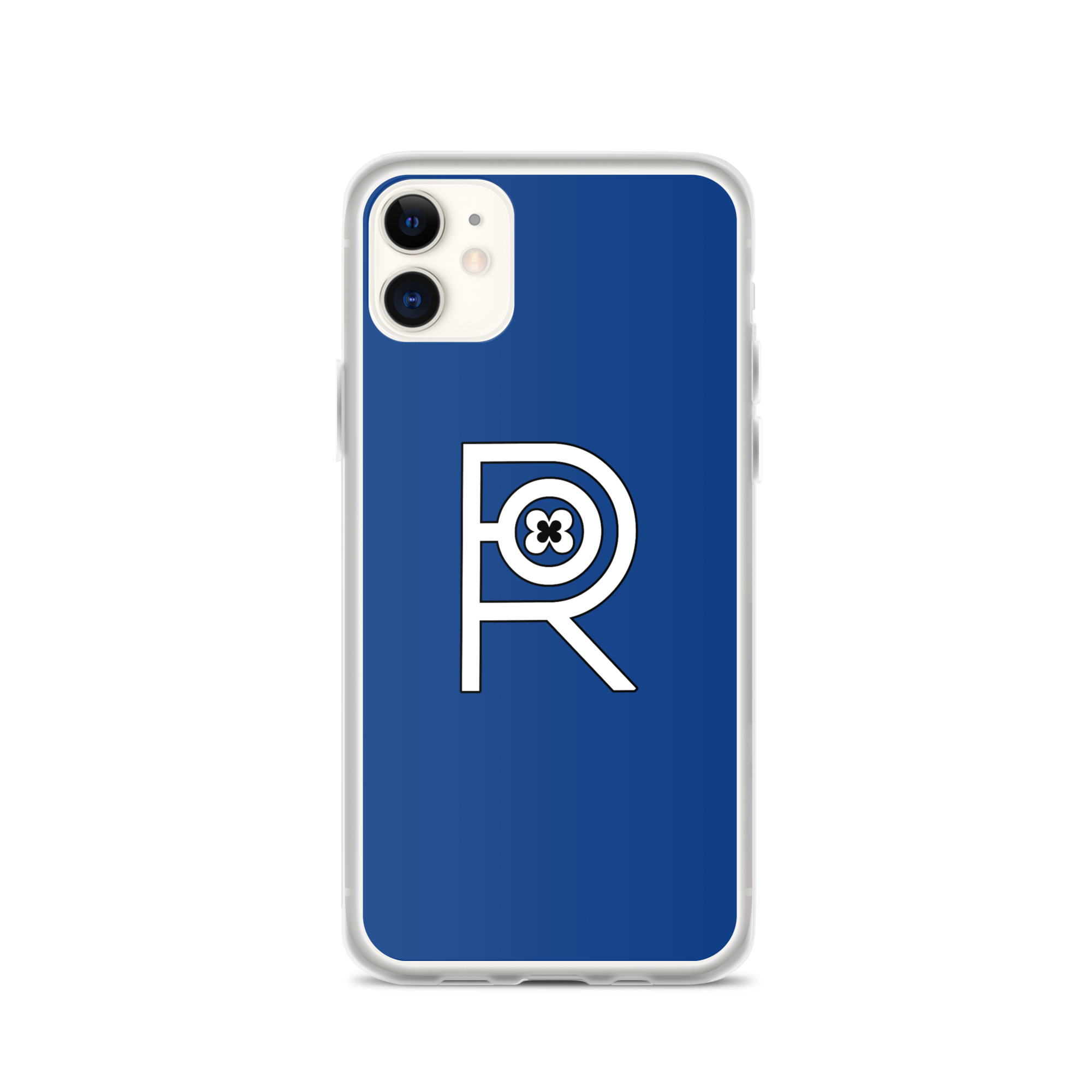 R - White And Black Outlined On Blue Clear Case for iPhone® - Image 6