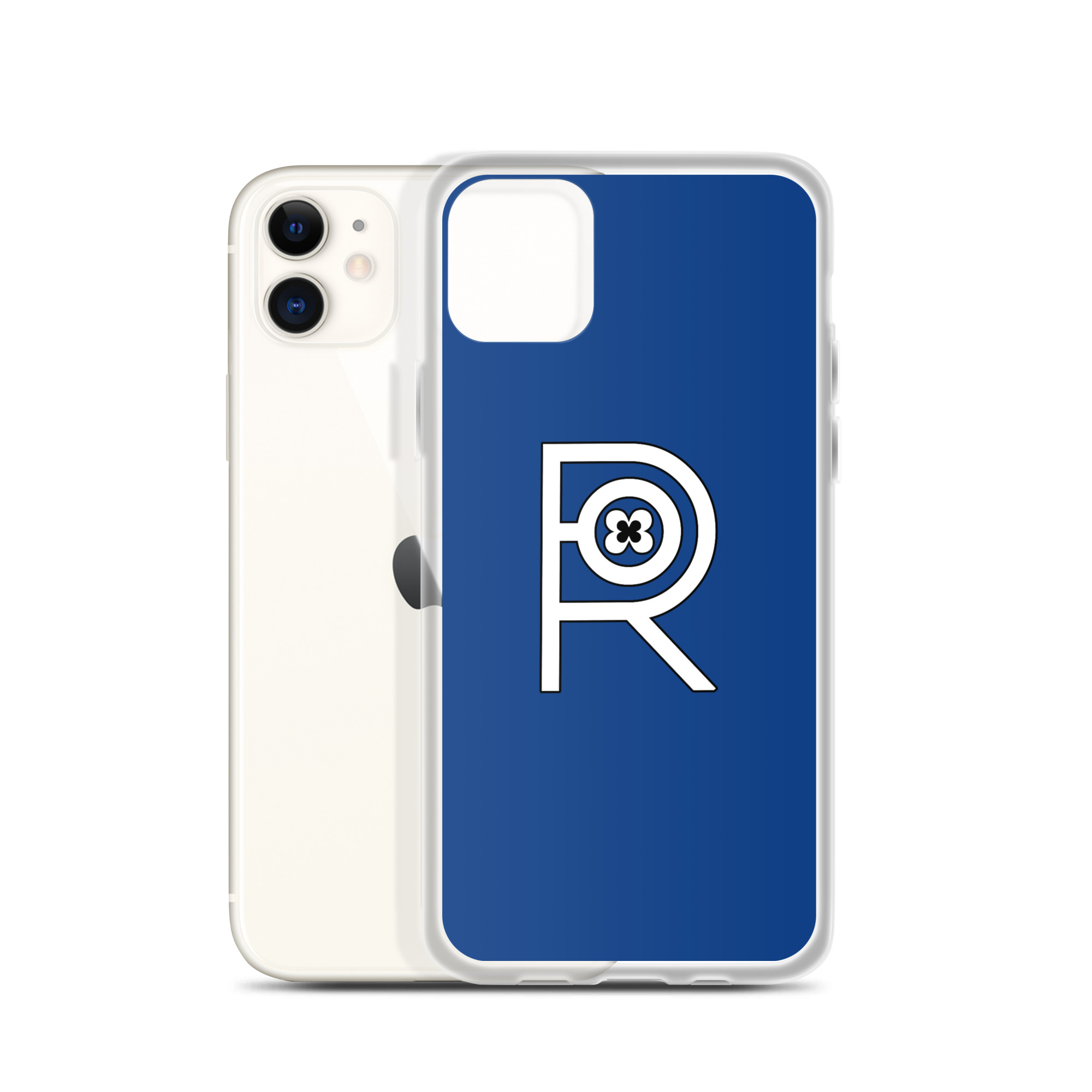 R - White And Black Outlined On Blue Clear Case for iPhone® - Image 7