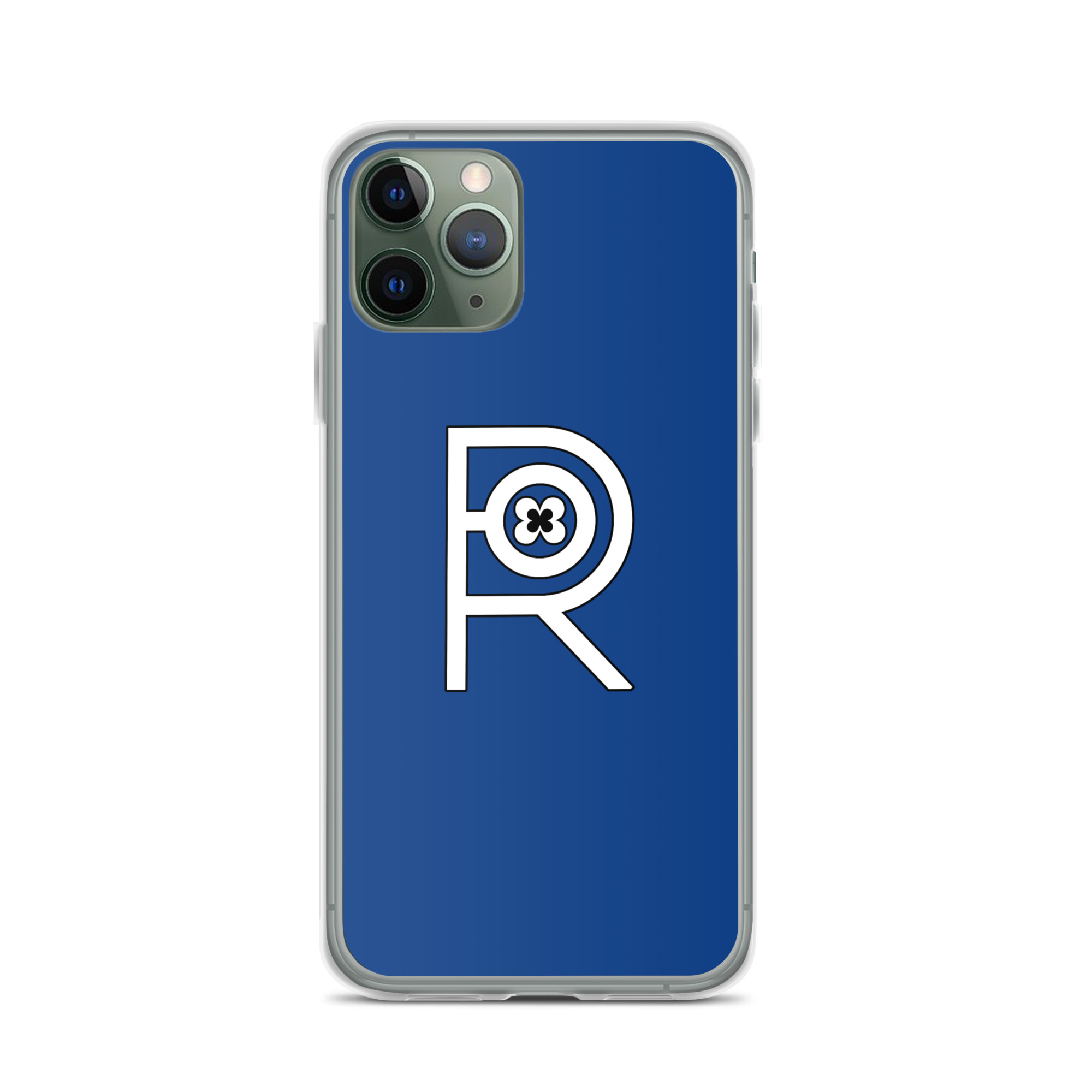 R - White And Black Outlined On Blue Clear Case for iPhone® - Image 4