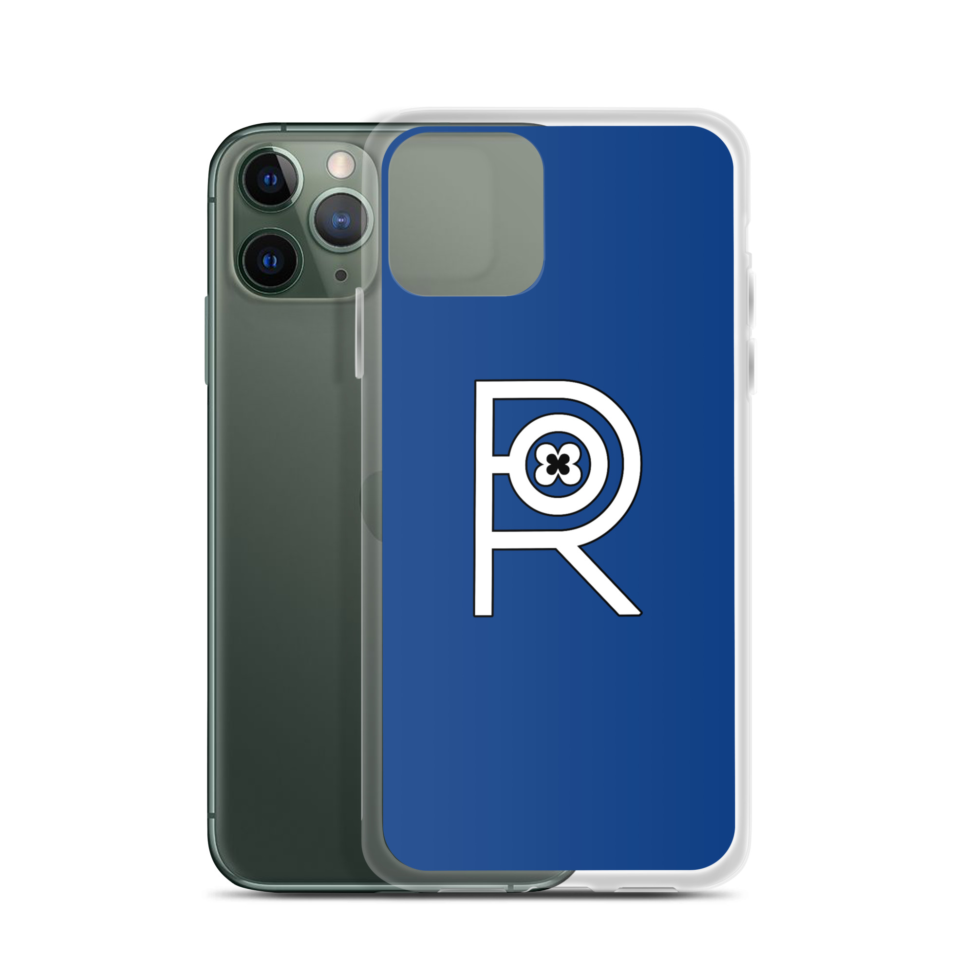 R - White And Black Outlined On Blue Clear Case for iPhone® - Image 5