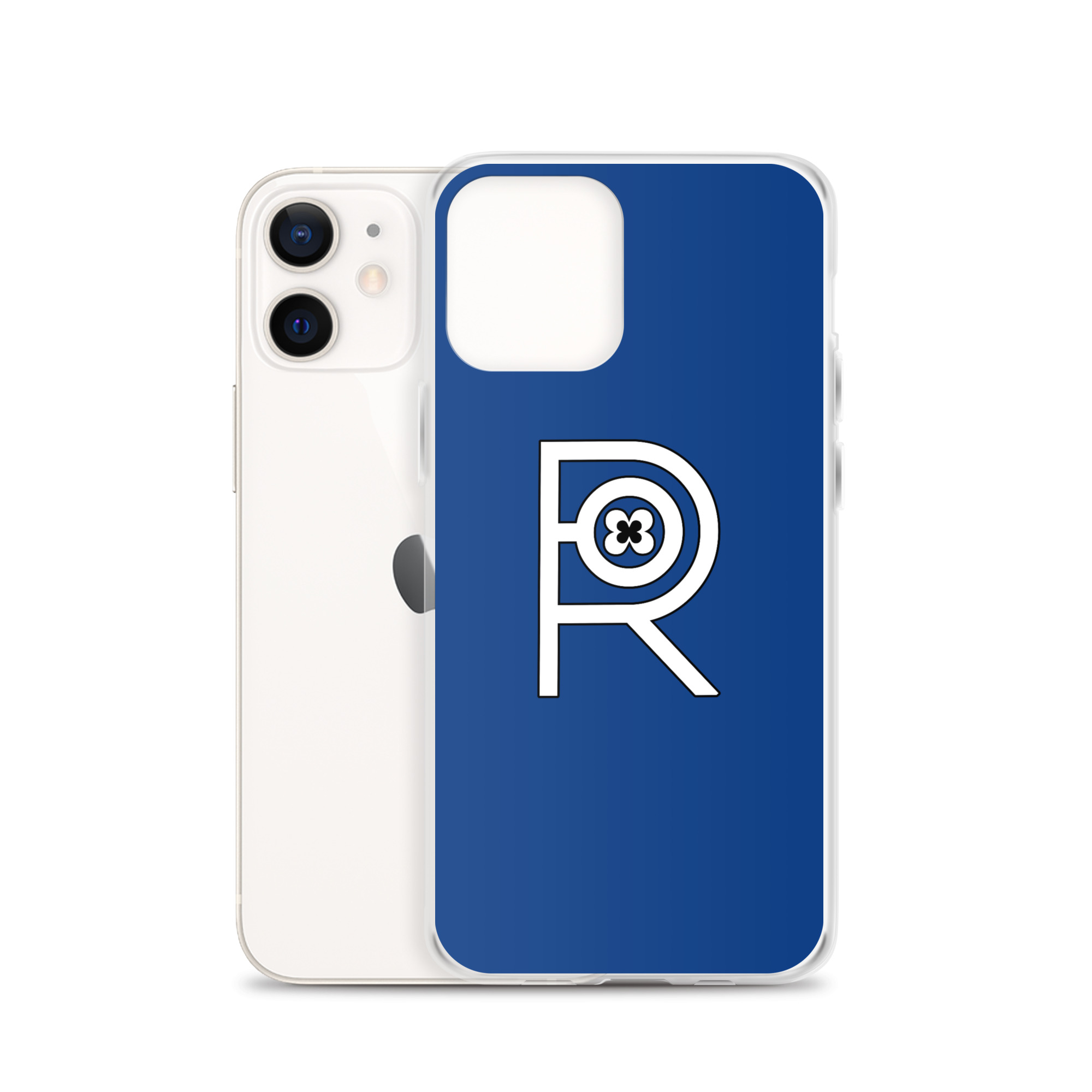 R - White And Black Outlined On Blue Clear Case for iPhone® - Image 15