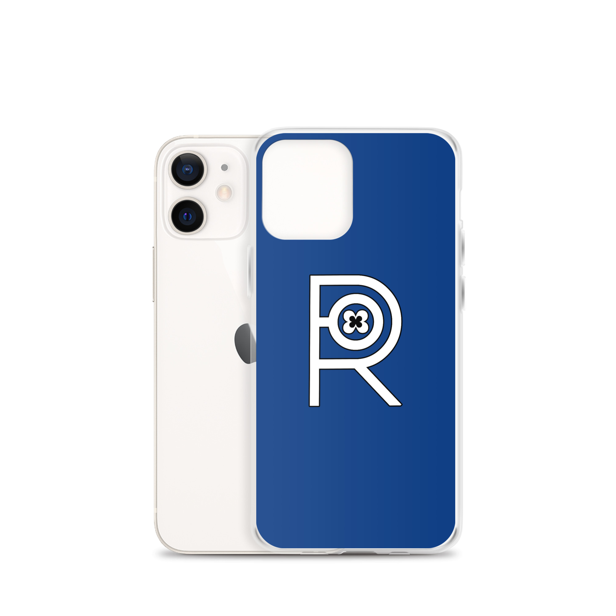 R - White And Black Outlined On Blue Clear Case for iPhone® - Image 9