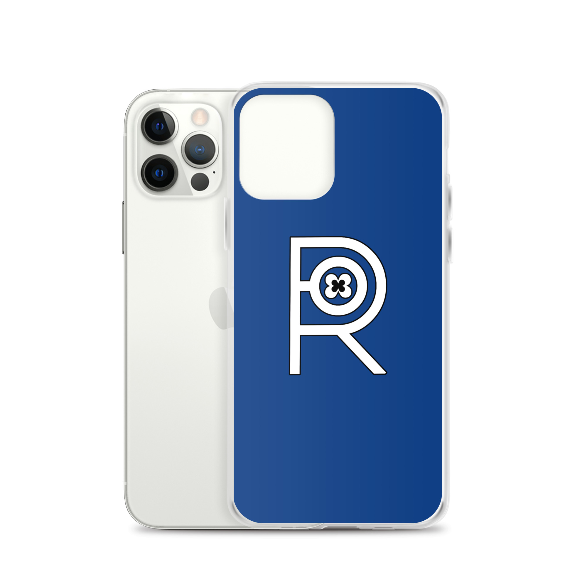 R - White And Black Outlined On Blue Clear Case for iPhone® - Image 13