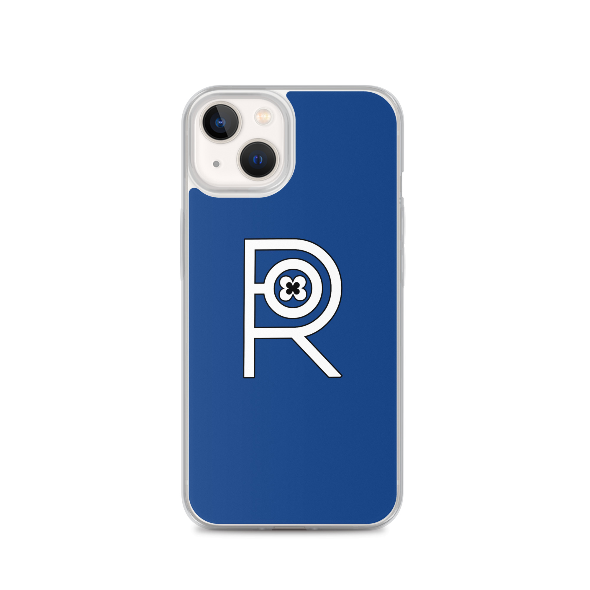 R - White And Black Outlined On Blue Clear Case for iPhone® - Image 22