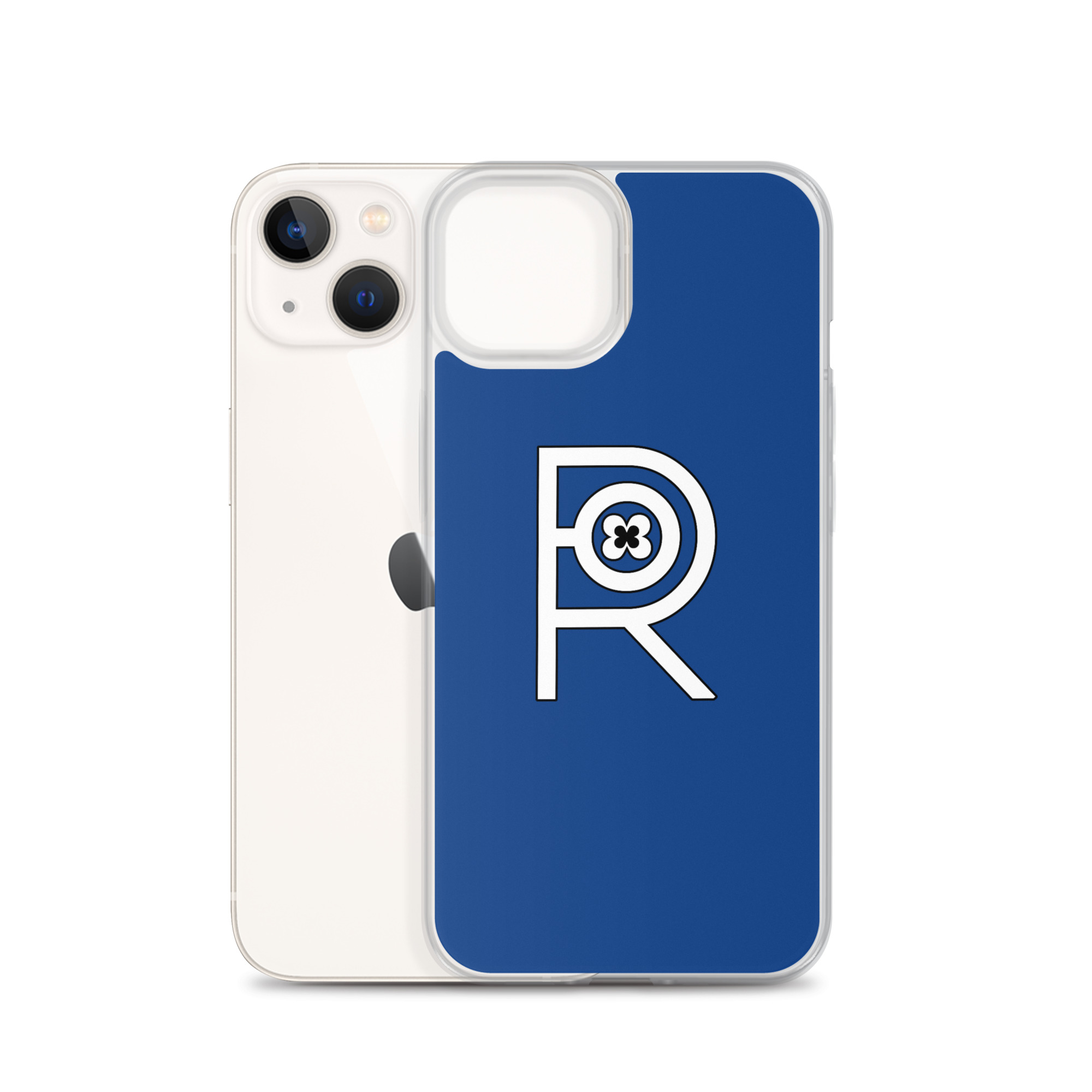 R - White And Black Outlined On Blue Clear Case for iPhone® - Image 23