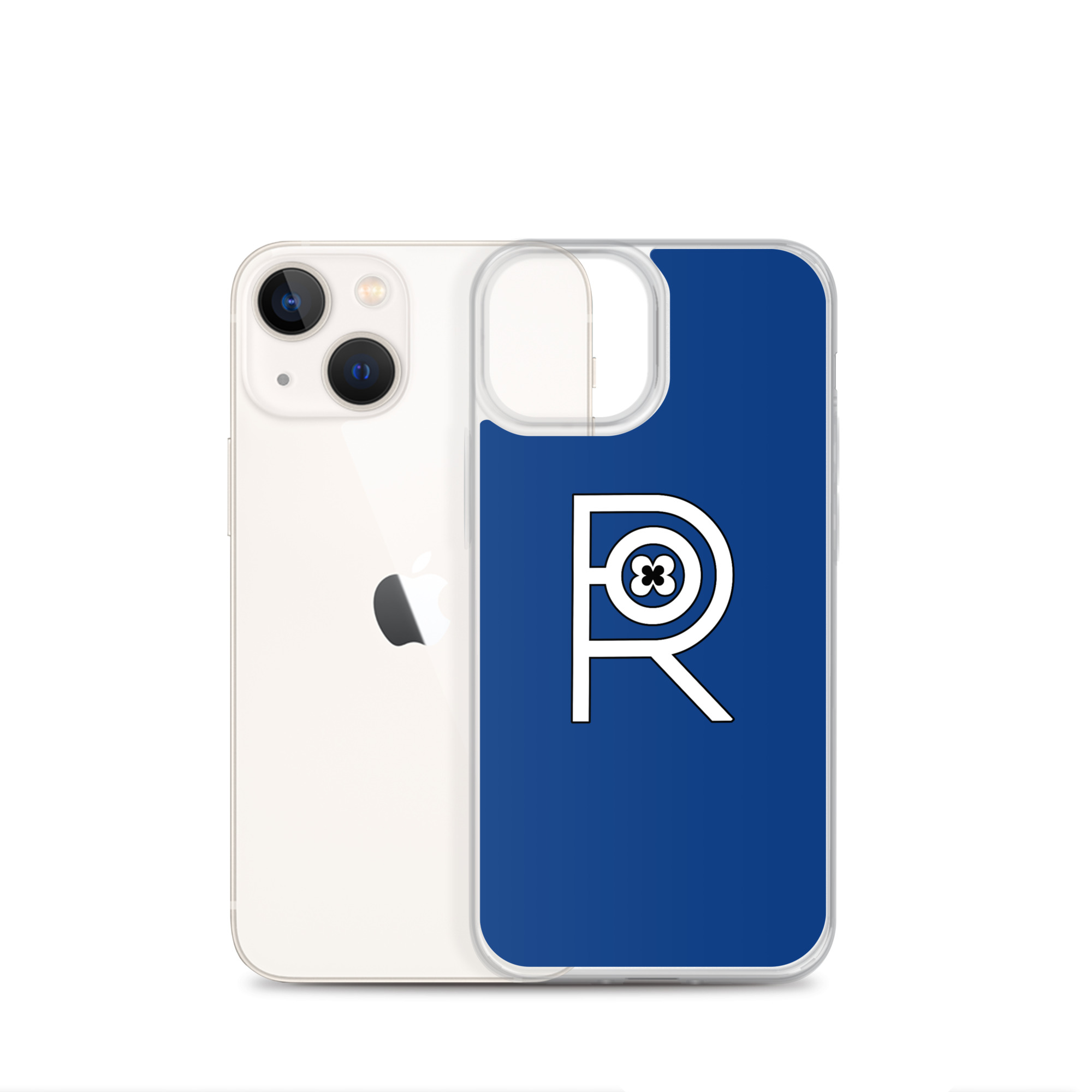 R - White And Black Outlined On Blue Clear Case for iPhone® - Image 17