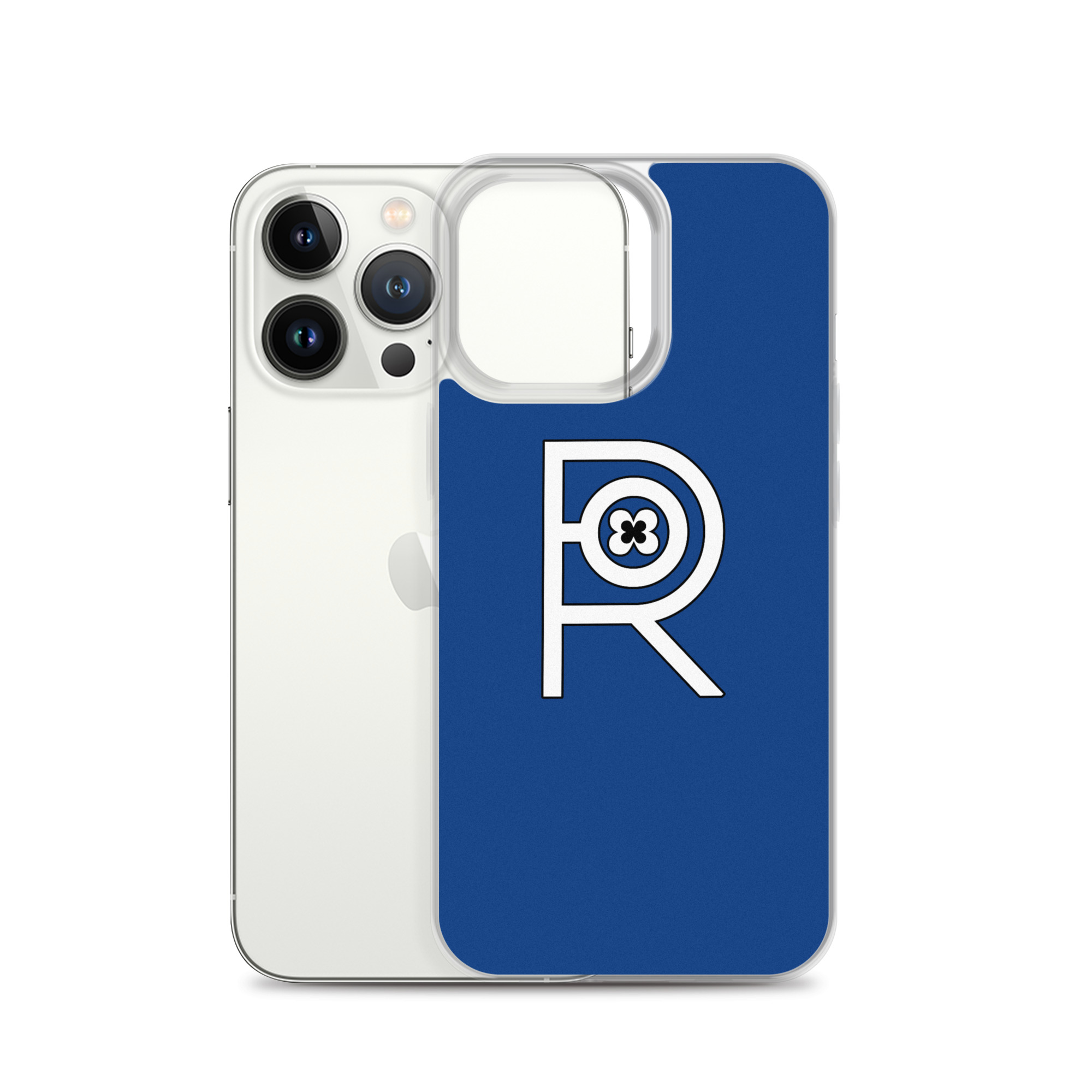 R - White And Black Outlined On Blue Clear Case for iPhone® - Image 21