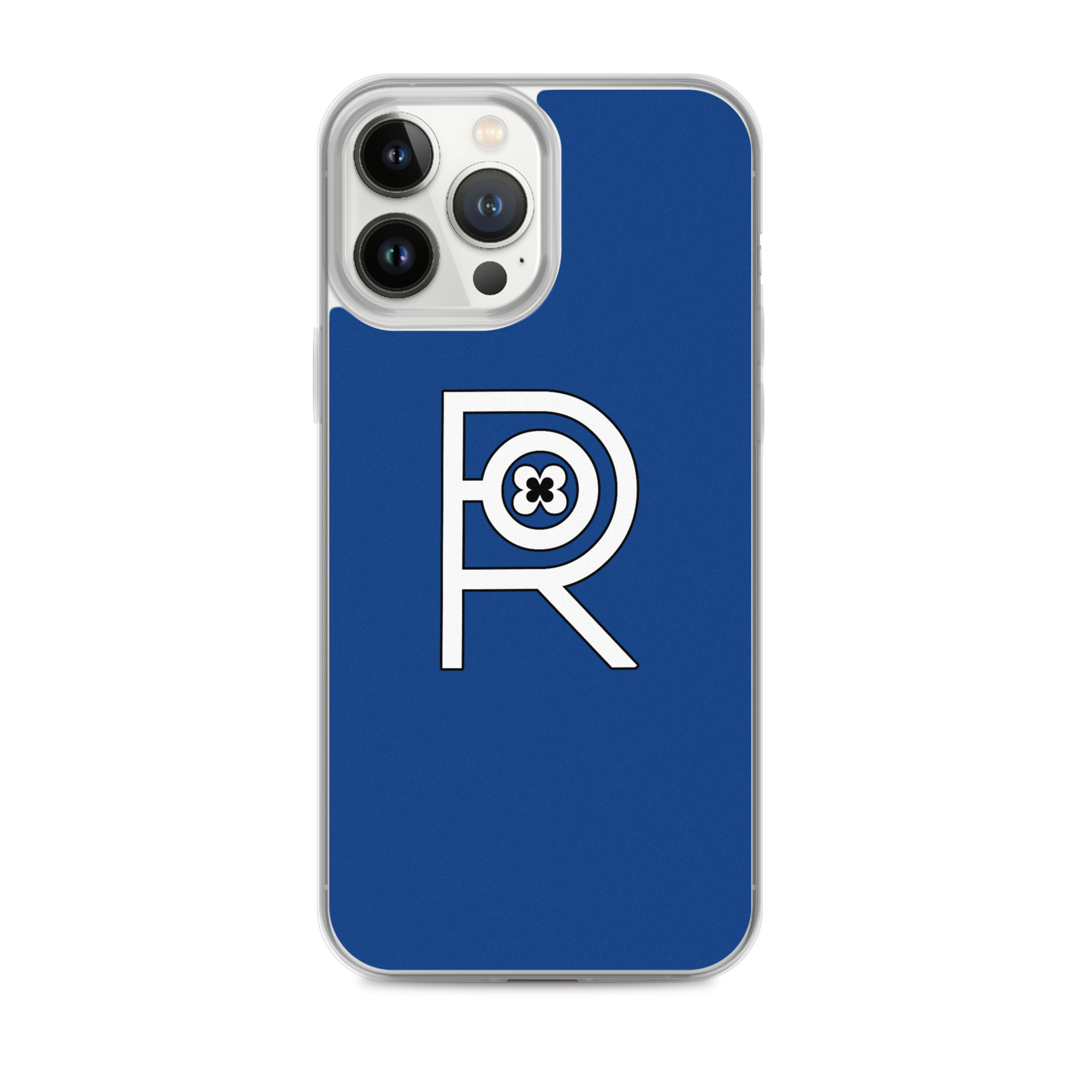 R - White And Black Outlined On Blue Clear Case for iPhone® - Image 18