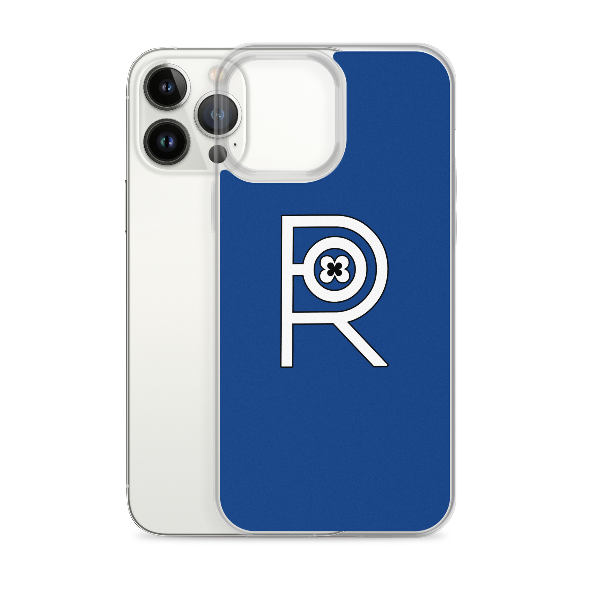 R - White And Black Outlined On Blue Clear Case for iPhone® - Image 19
