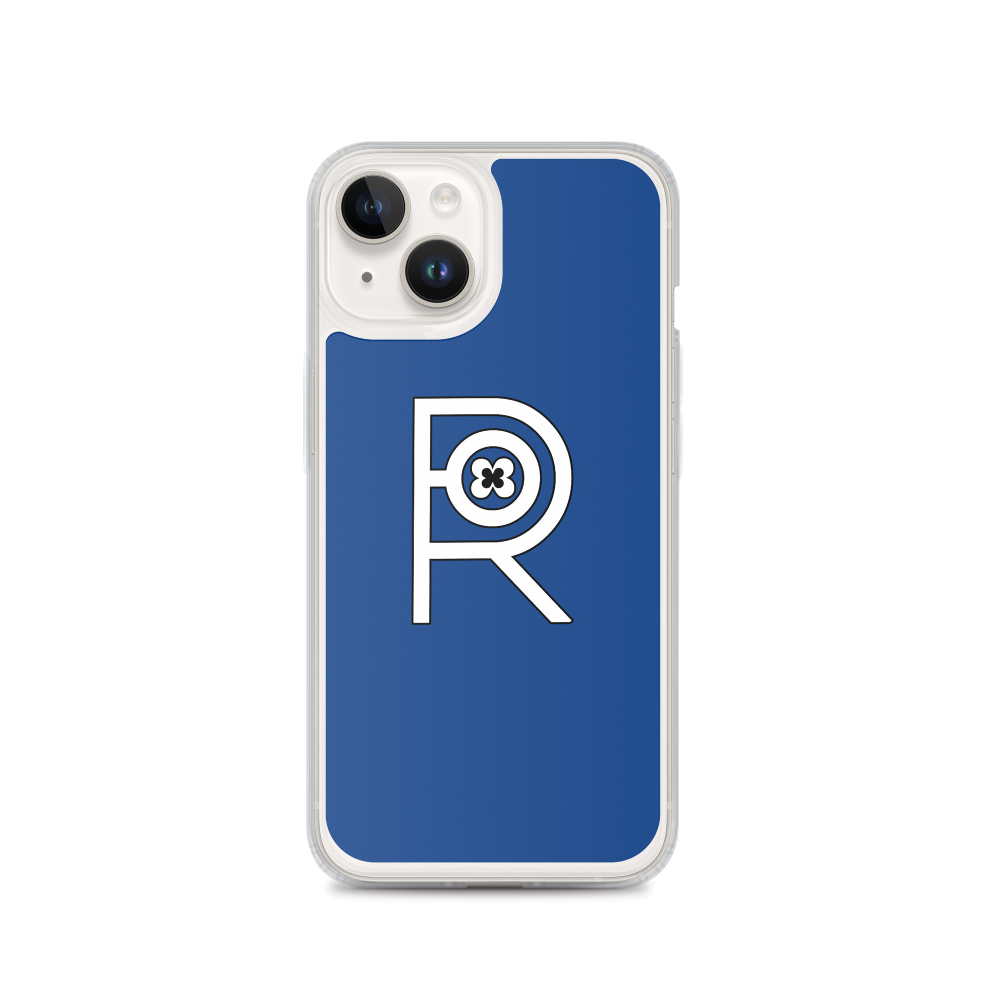 R - White And Black Outlined On Blue Clear Case for iPhone® - Image 30