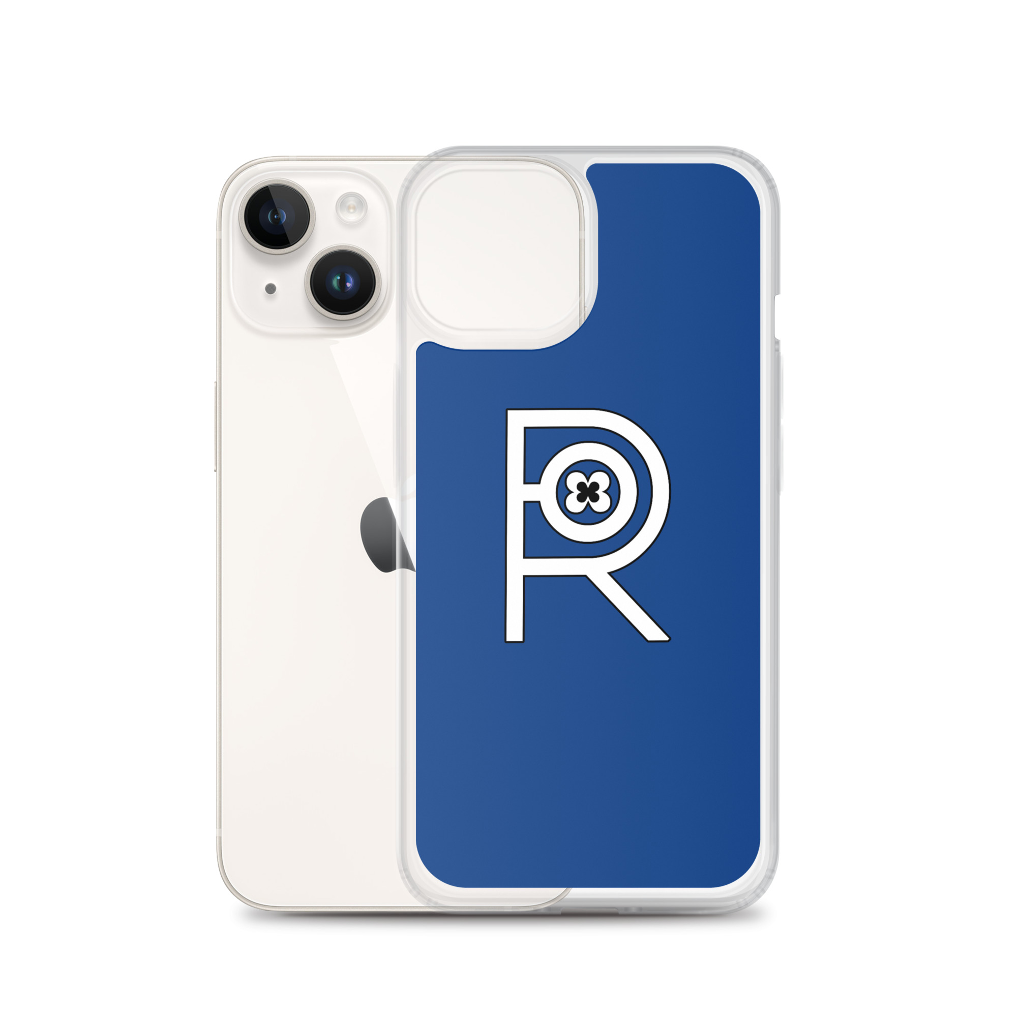 R - White And Black Outlined On Blue Clear Case for iPhone® - Image 31