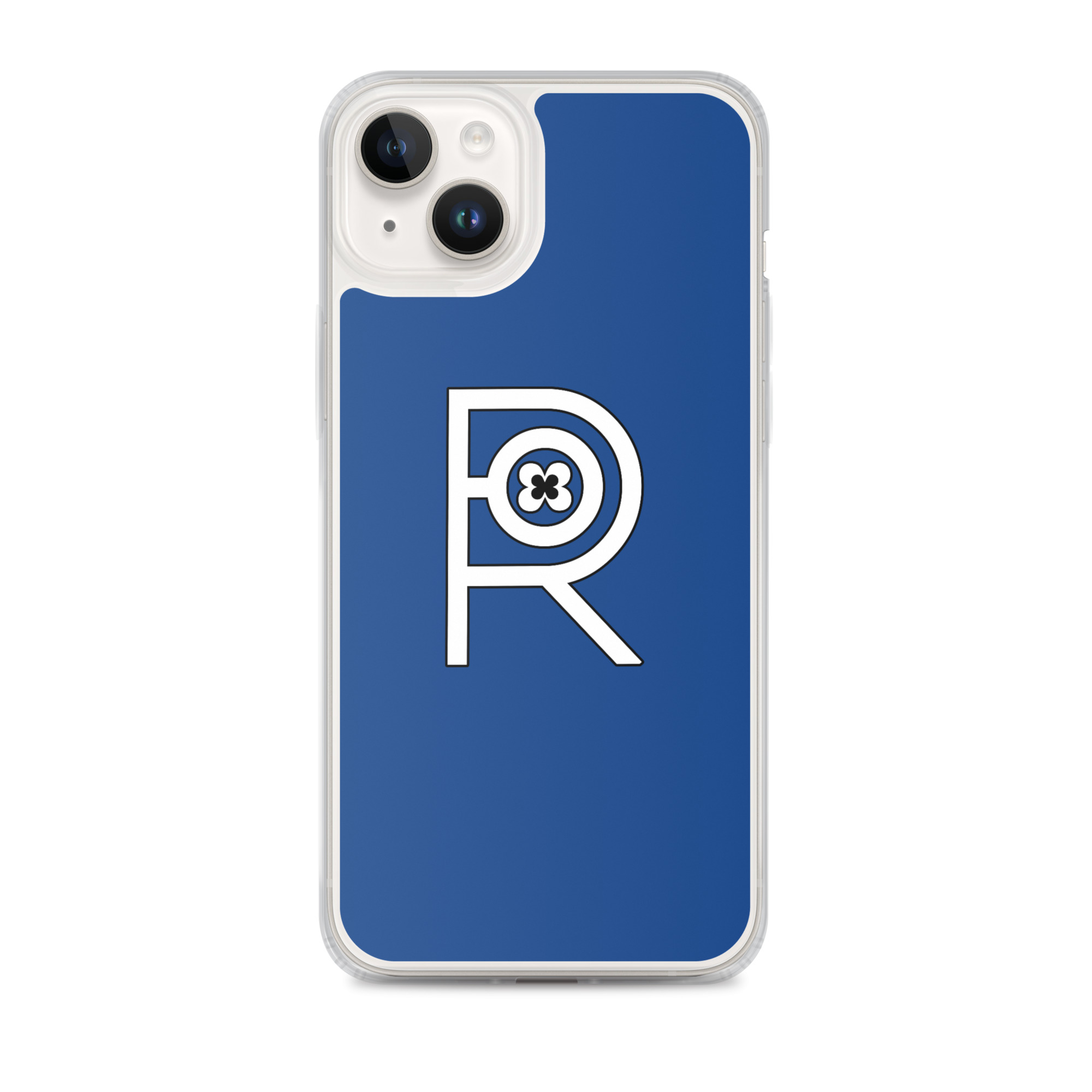 R - White And Black Outlined On Blue Clear Case for iPhone® - Image 24