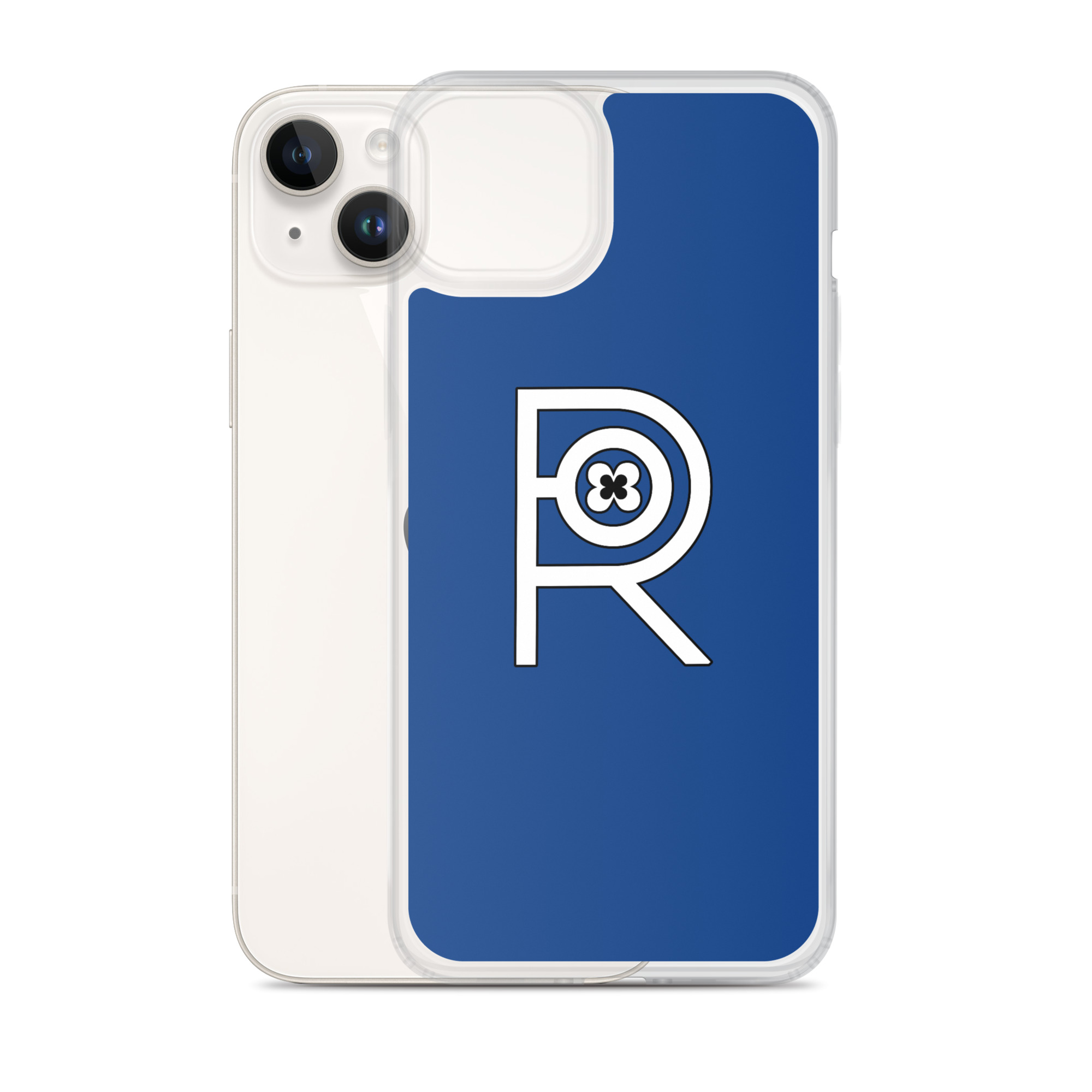 R - White And Black Outlined On Blue Clear Case for iPhone® - Image 25