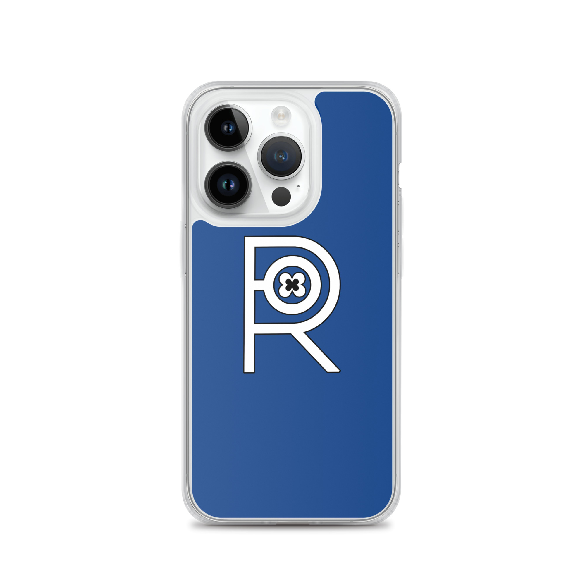 R - White And Black Outlined On Blue Clear Case for iPhone® - Image 28