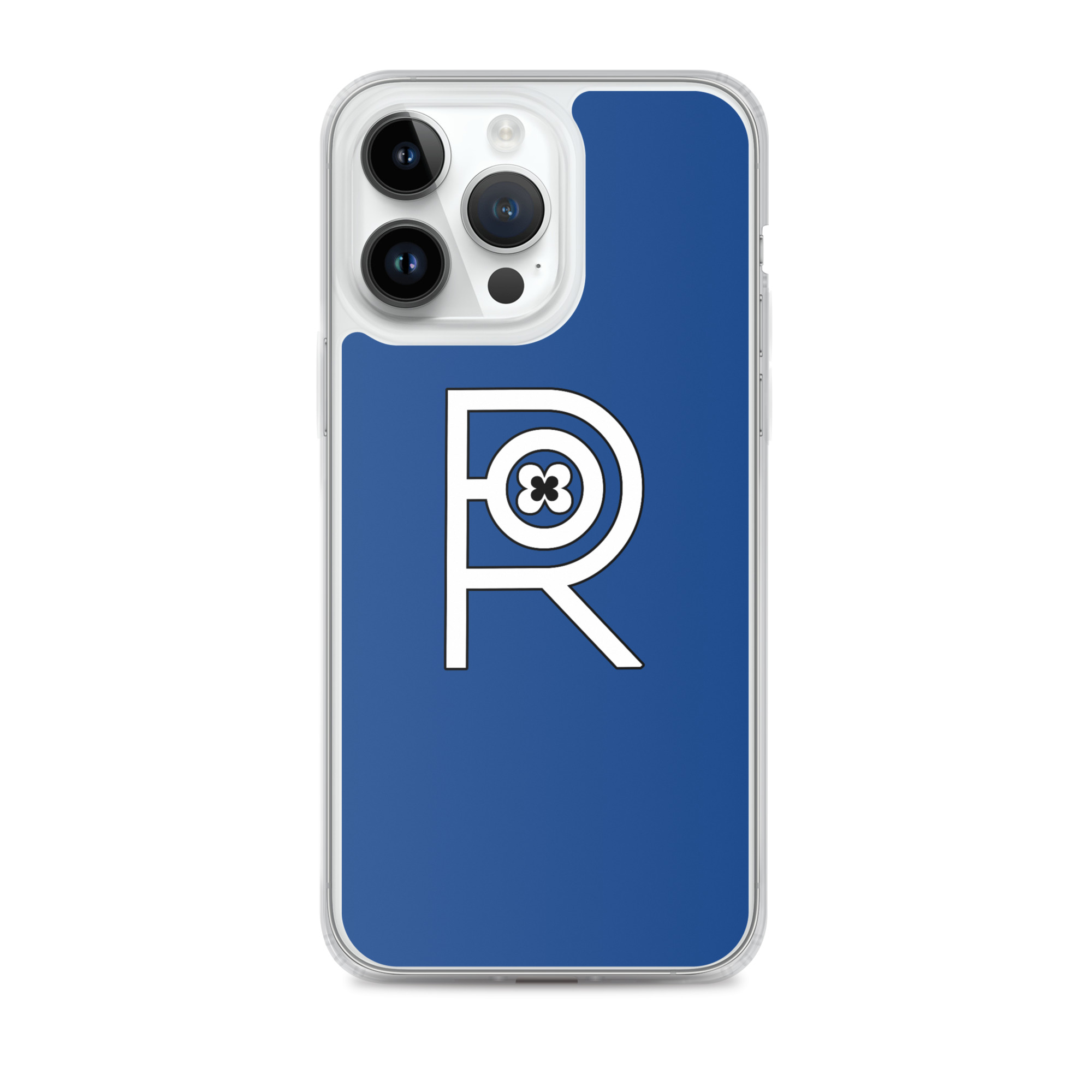 R - White And Black Outlined On Blue Clear Case for iPhone® - Image 26