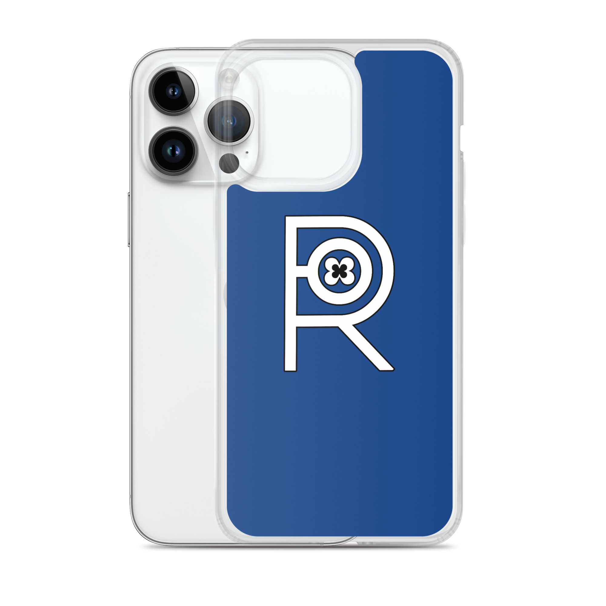 R - White And Black Outlined On Blue Clear Case for iPhone® - Image 27