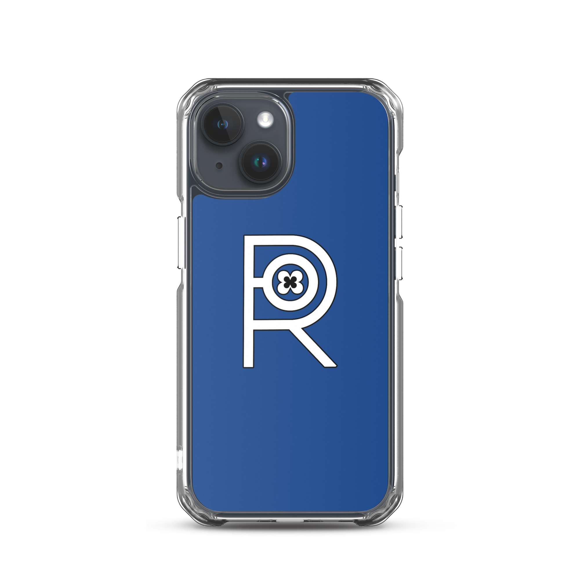 R - White And Black Outlined On Blue Clear Case for iPhone® - Image 38