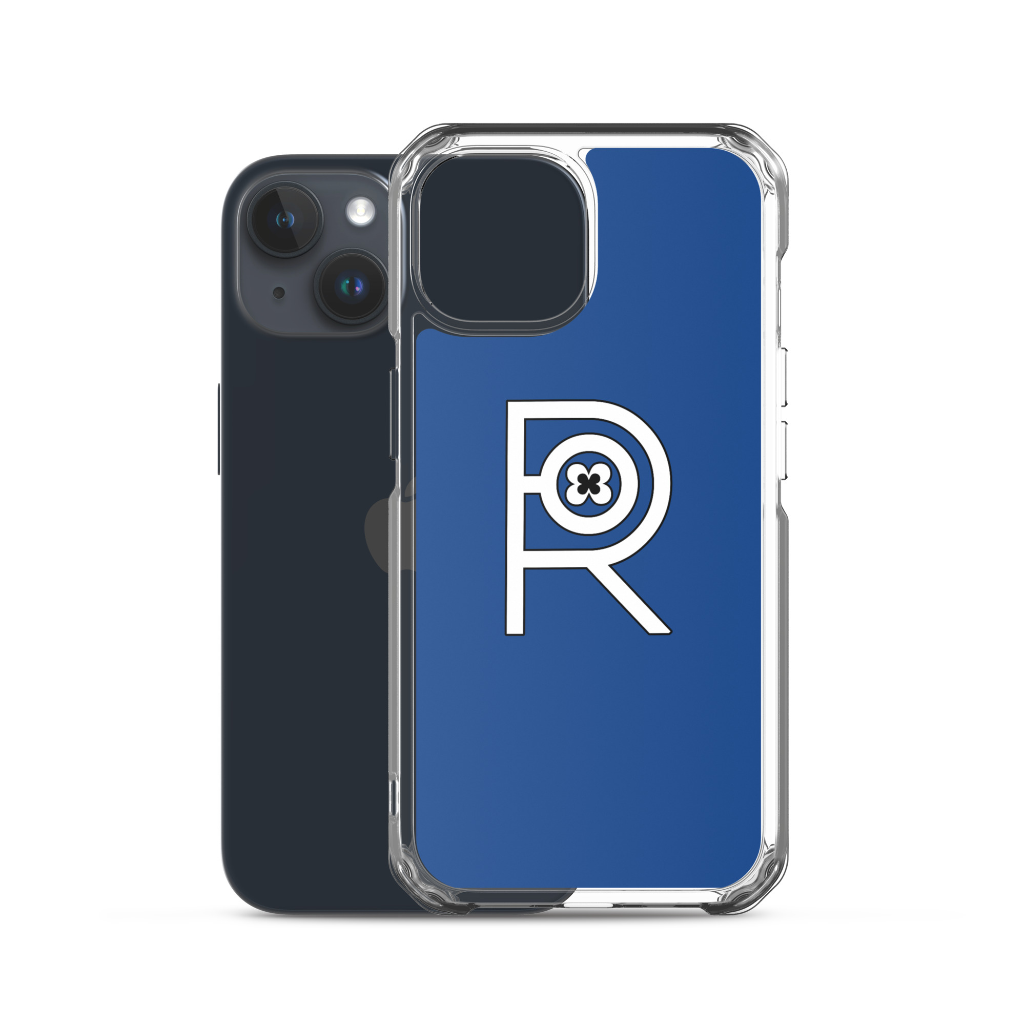 R - White And Black Outlined On Blue Clear Case for iPhone® - Image 39