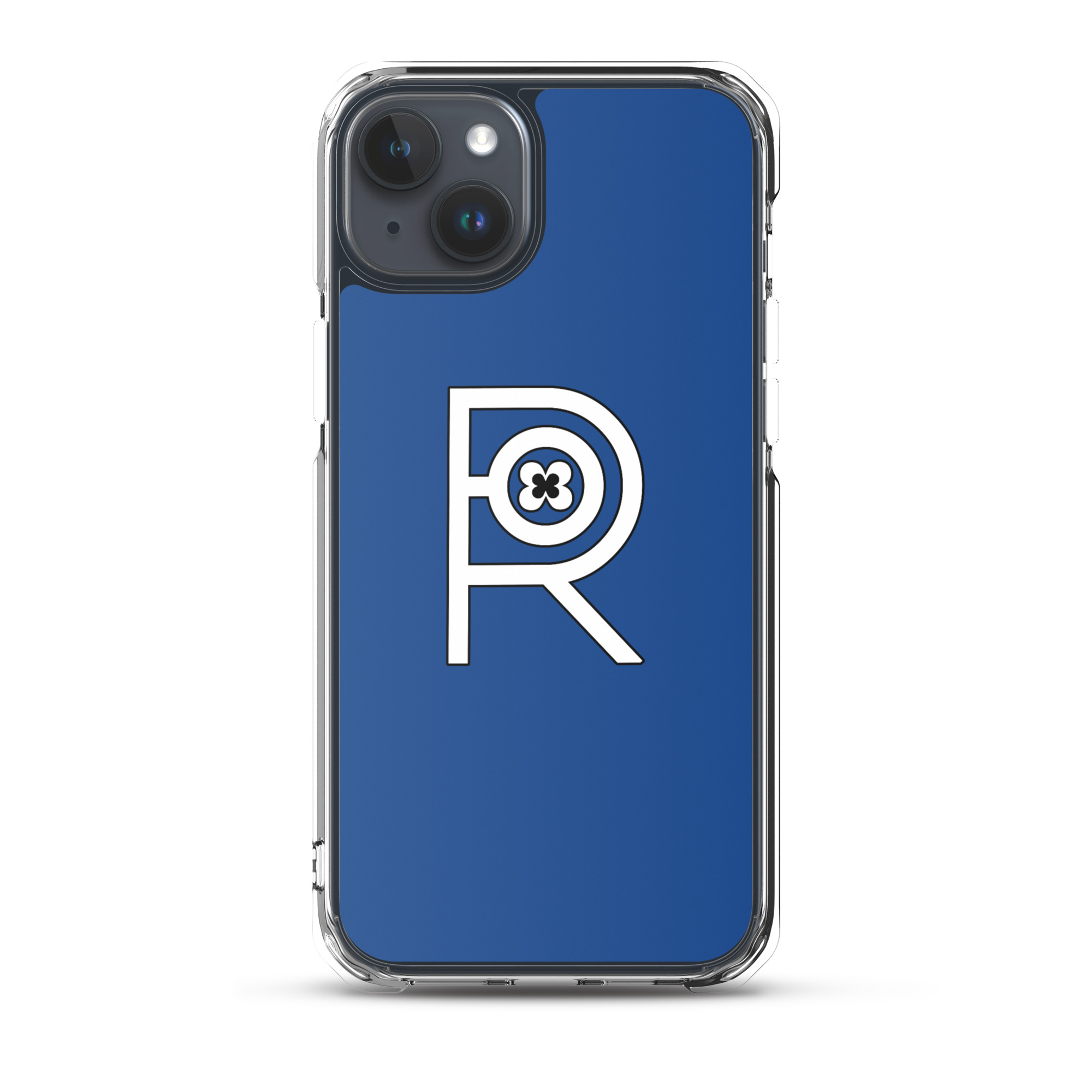 R - White And Black Outlined On Blue Clear Case for iPhone® - Image 32