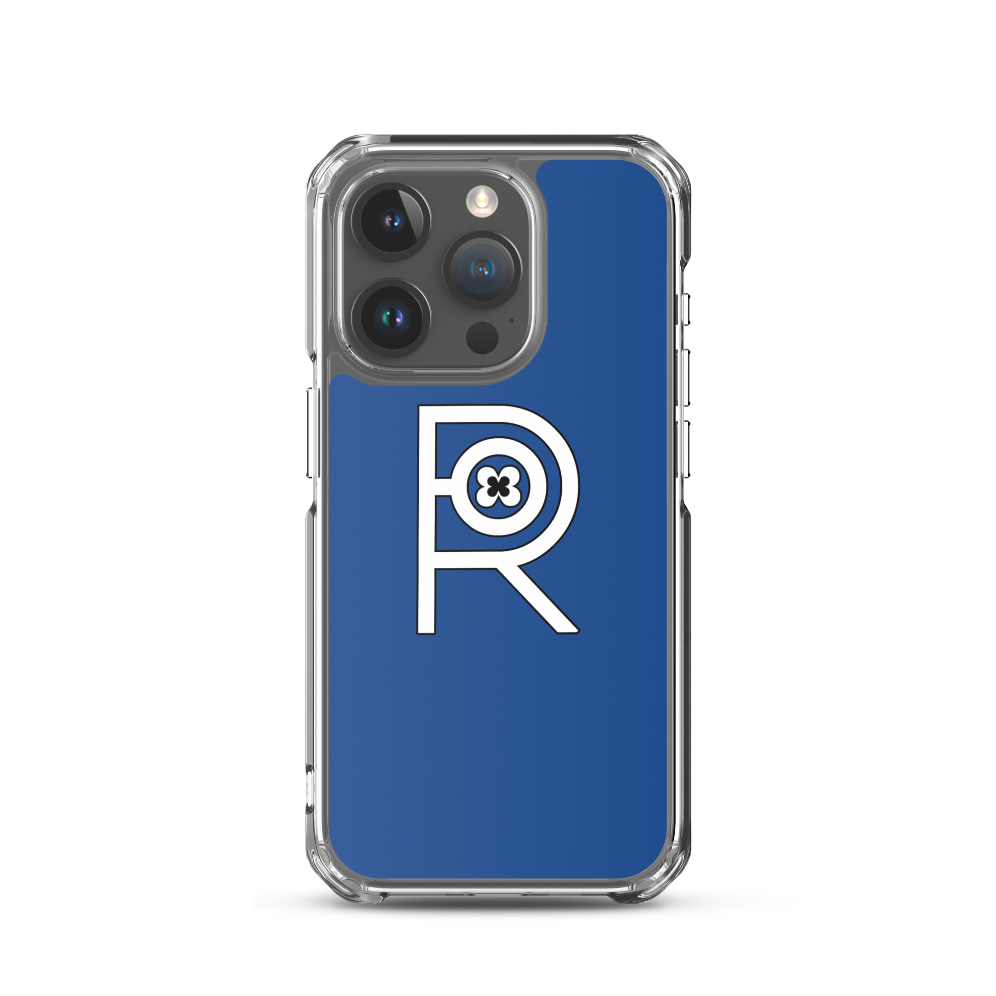 R - White And Black Outlined On Blue Clear Case for iPhone® - Image 36