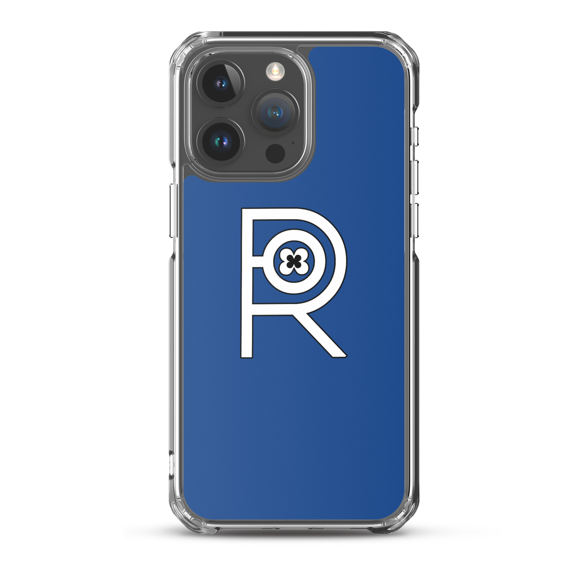 R - White And Black Outlined On Blue Clear Case for iPhone® - Image 34