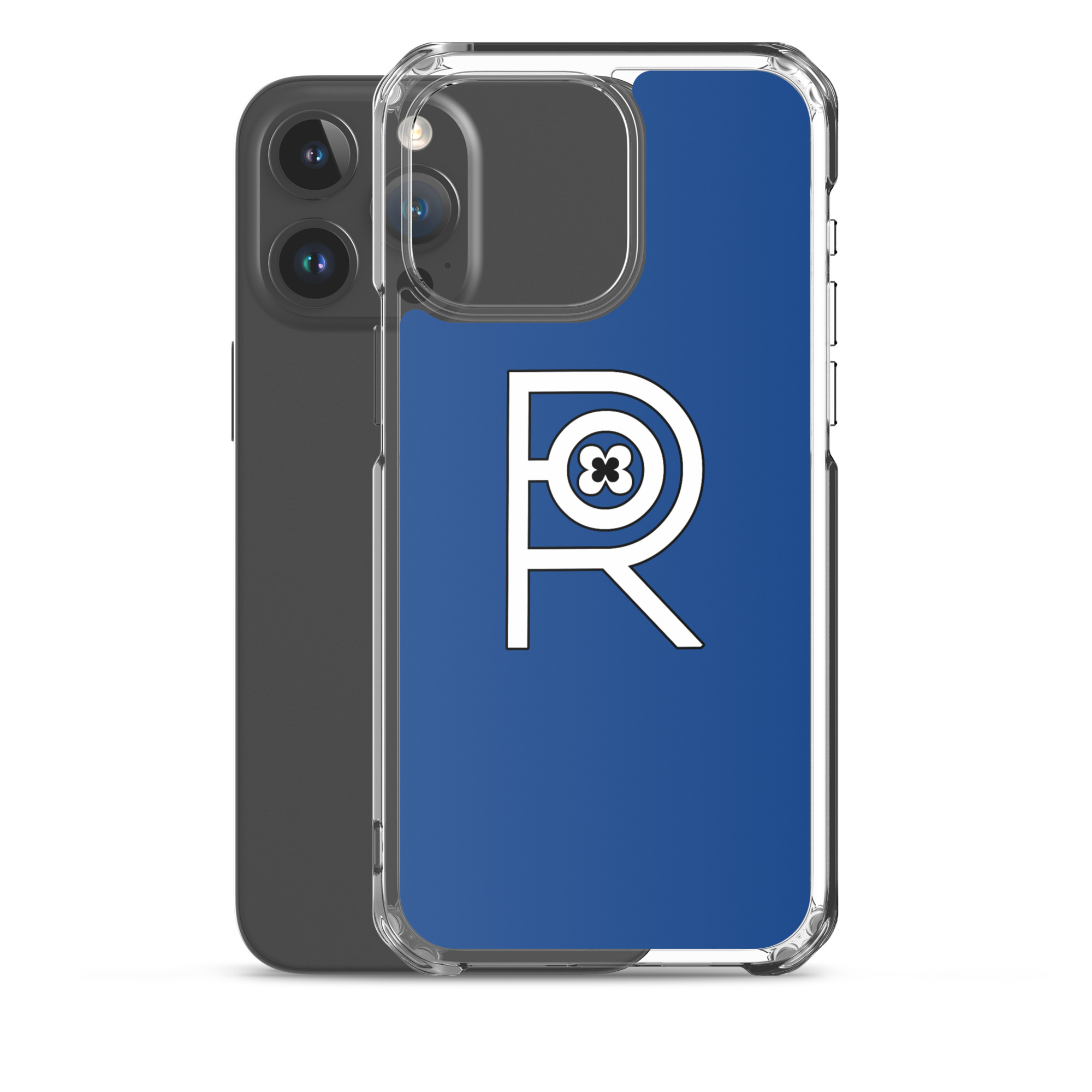R - White And Black Outlined On Blue Clear Case for iPhone® - Image 35