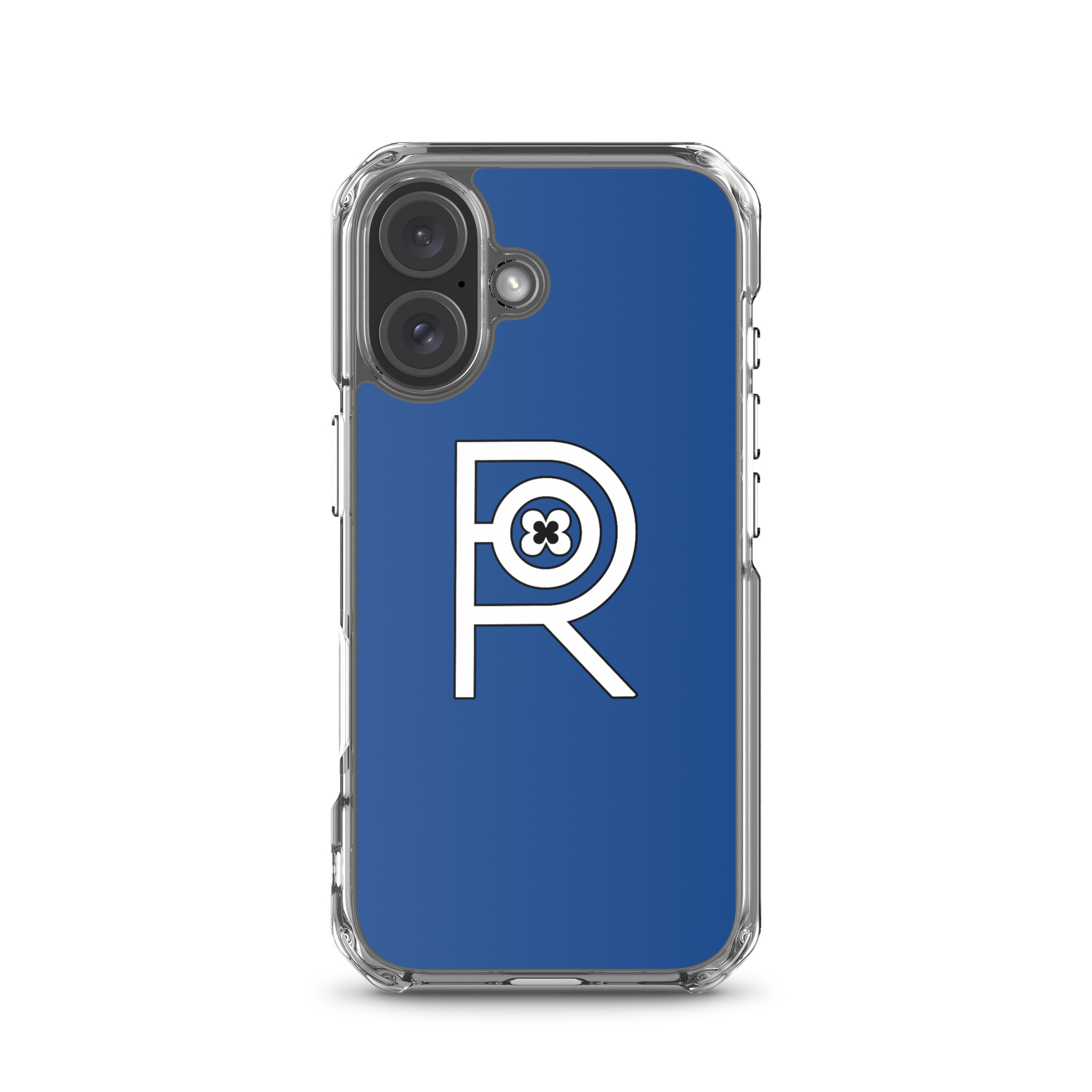 R - White And Black Outlined On Blue Clear Case for iPhone® - Image 46