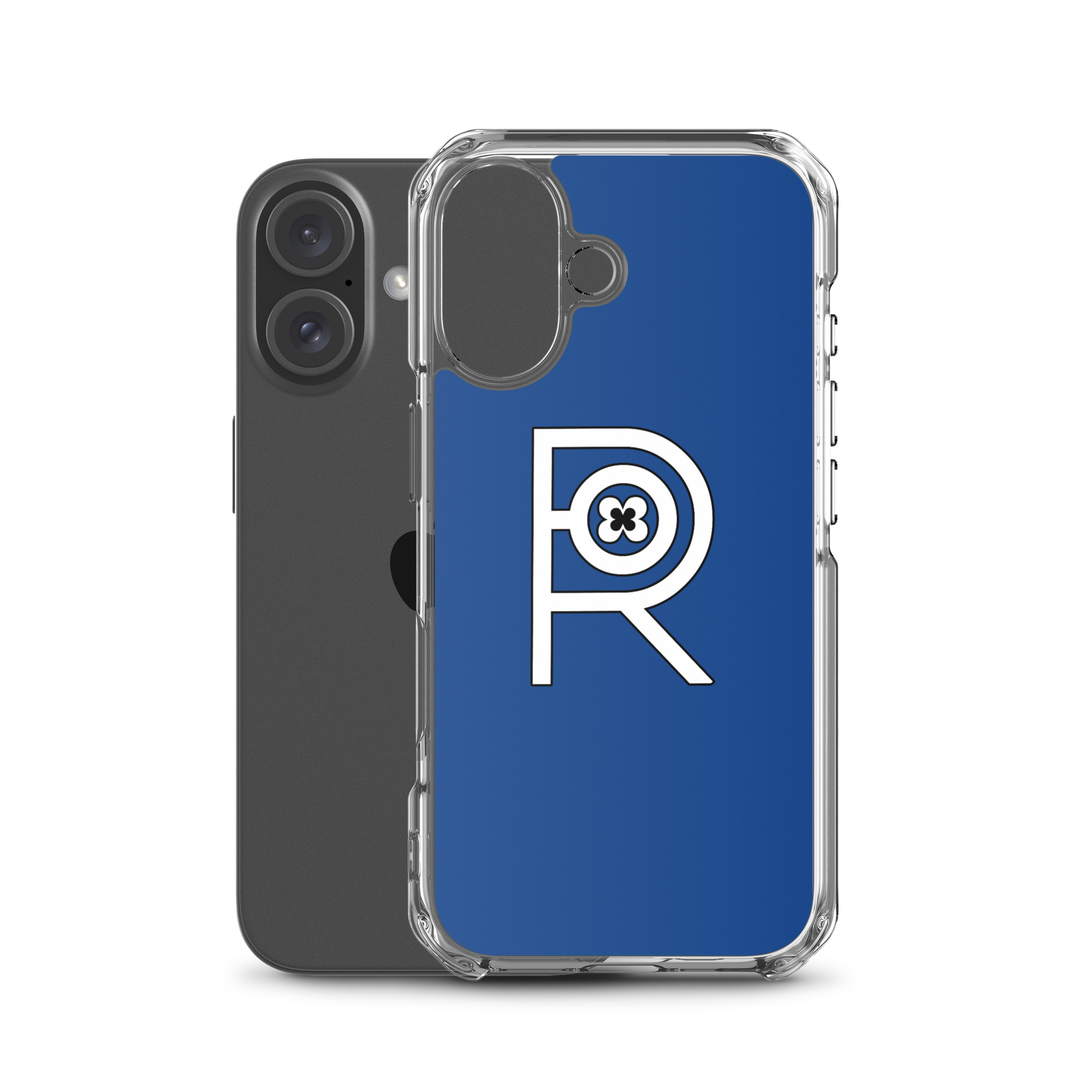 R - White And Black Outlined On Blue Clear Case for iPhone® - Image 47