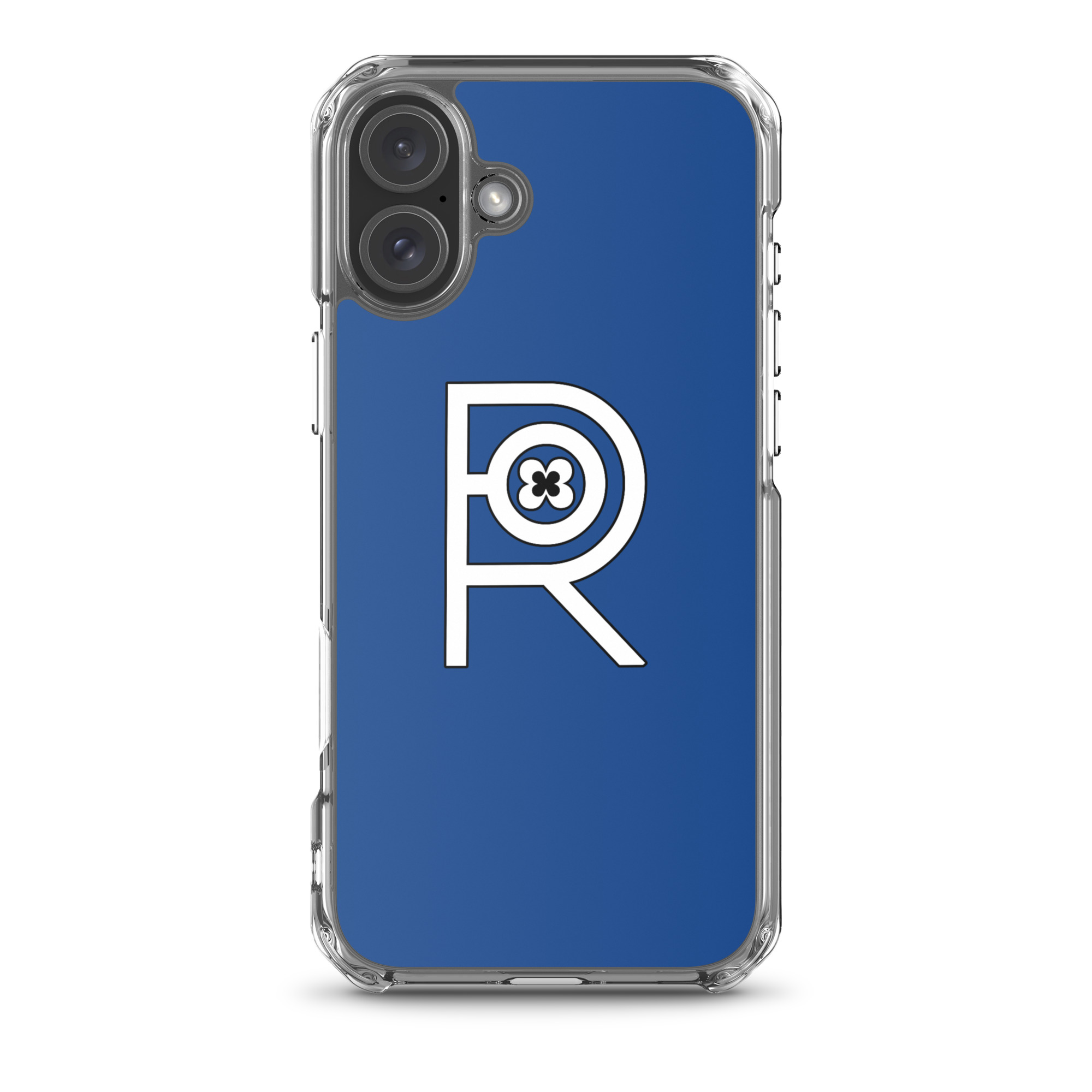 R - White And Black Outlined On Blue Clear Case for iPhone® - Image 40