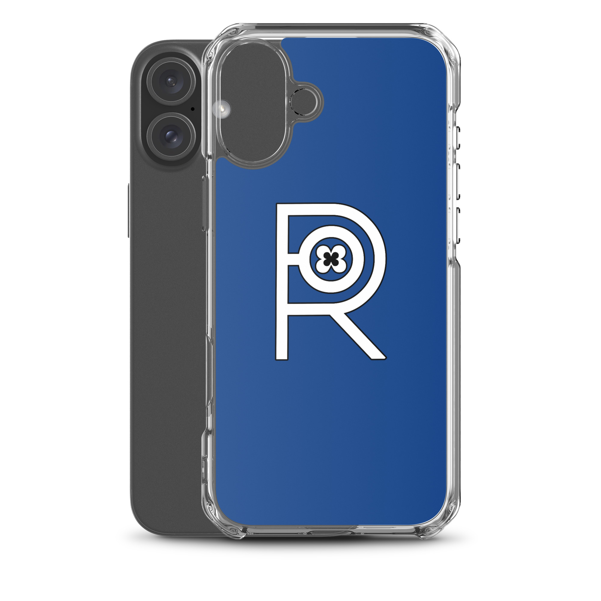 R - White And Black Outlined On Blue Clear Case for iPhone® - Image 41