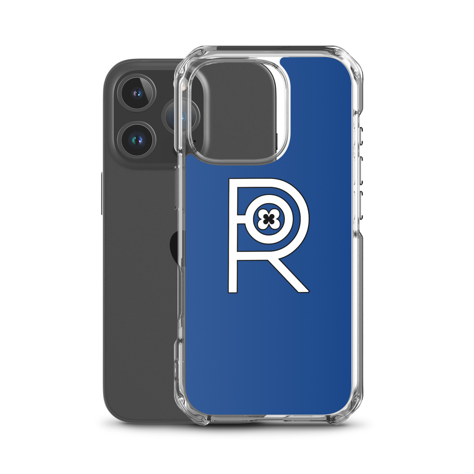 R - White And Black Outlined On Blue Clear Case for iPhone® - Image 45
