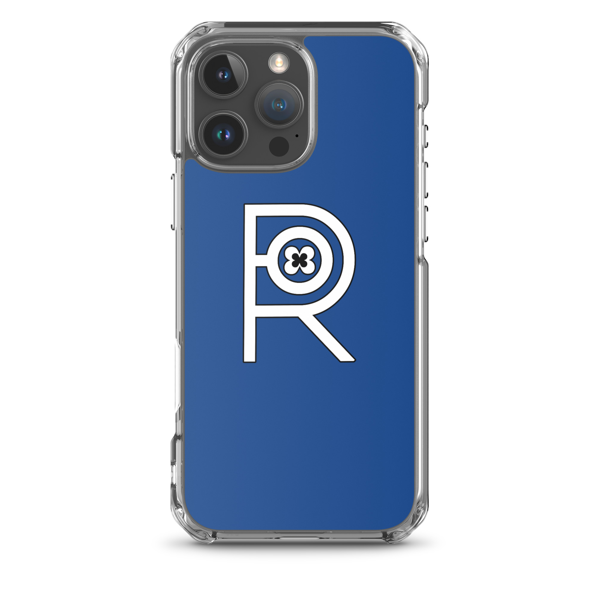 R - White And Black Outlined On Blue Clear Case for iPhone® - Image 42