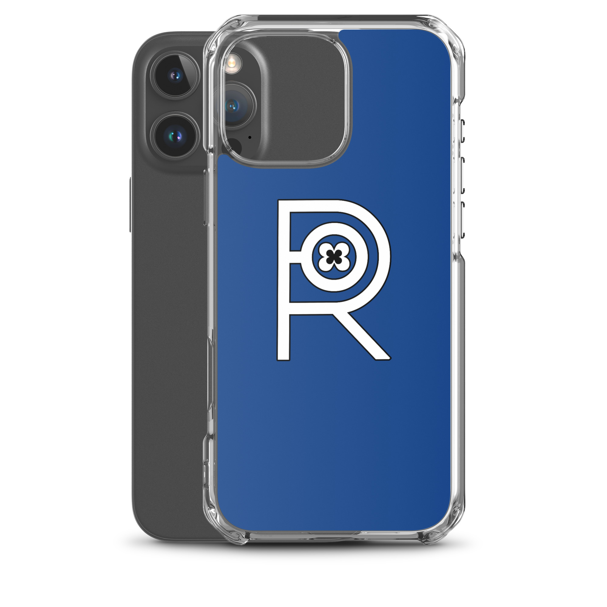R - White And Black Outlined On Blue Clear Case for iPhone® - Image 43