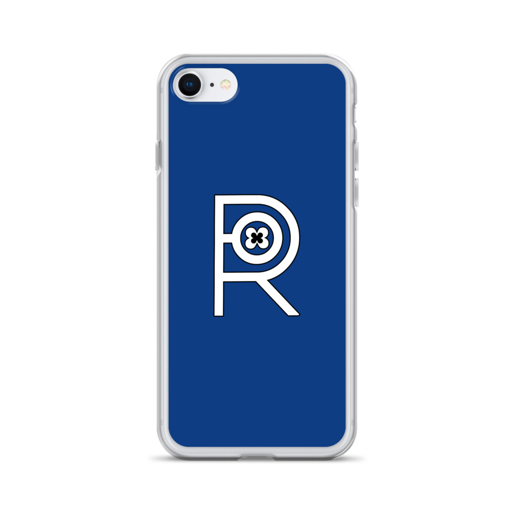 R - White And Black Outlined On Blue Clear Case for iPhone®