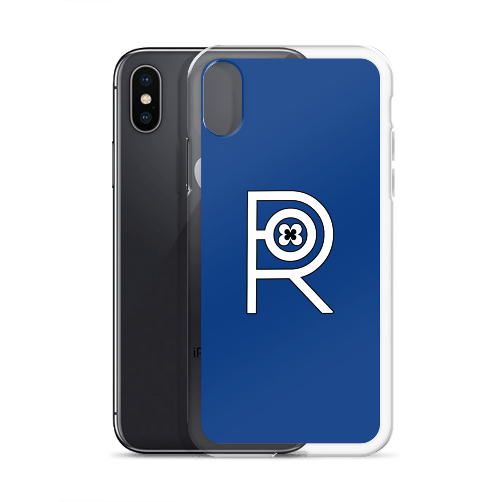 R - White And Black Outlined On Blue Clear Case for iPhone® - Image 52
