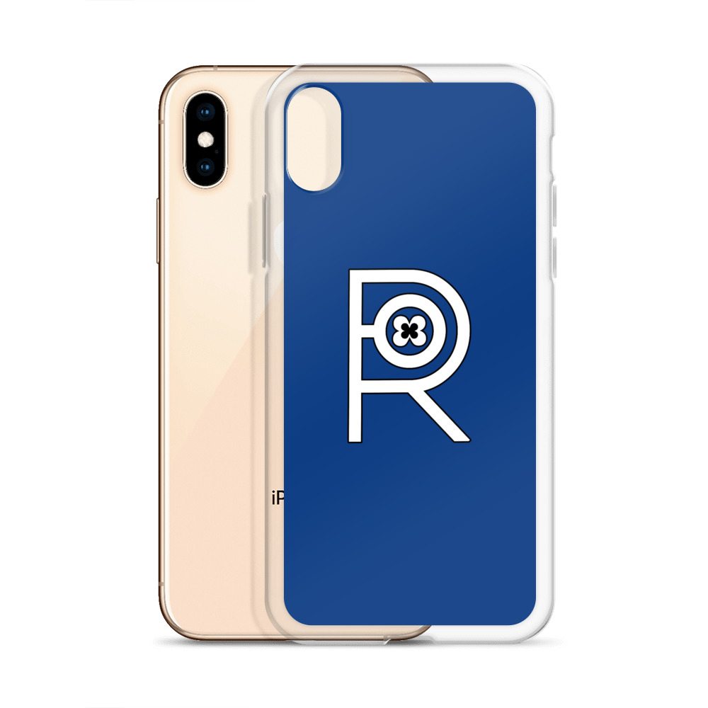 R - White And Black Outlined On Blue Clear Case for iPhone® - Image 54