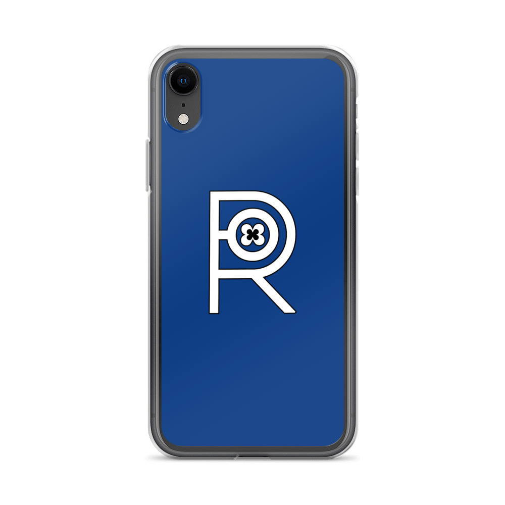 R - White And Black Outlined On Blue Clear Case for iPhone® - Image 55