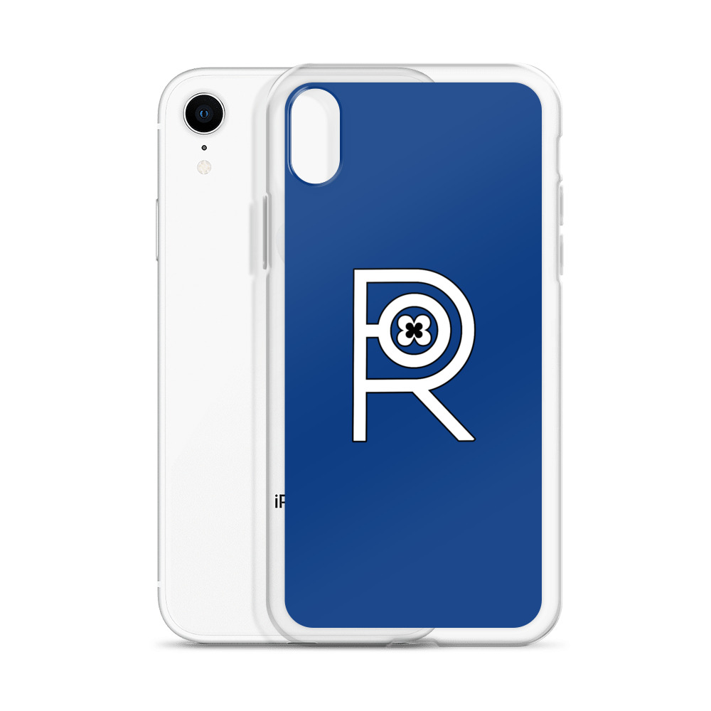 R - White And Black Outlined On Blue Clear Case for iPhone® - Image 58