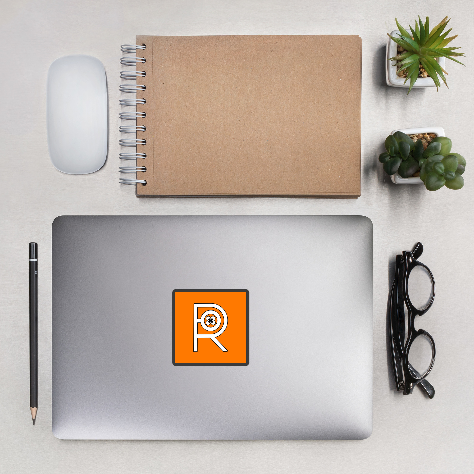 R - White And Black Outlined Orange Eclipse Bubble-free Stickers - Image 2