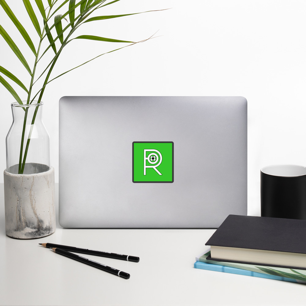 R - White And Black Outlined Green Eclipse Bubble-free Stickers - Image 3