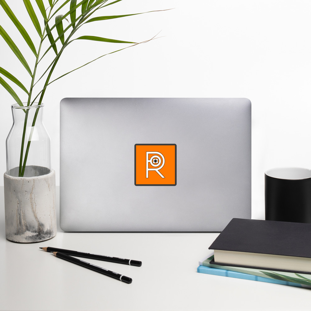 R - White And Black Outlined Orange Eclipse Bubble-free Stickers - Image 3