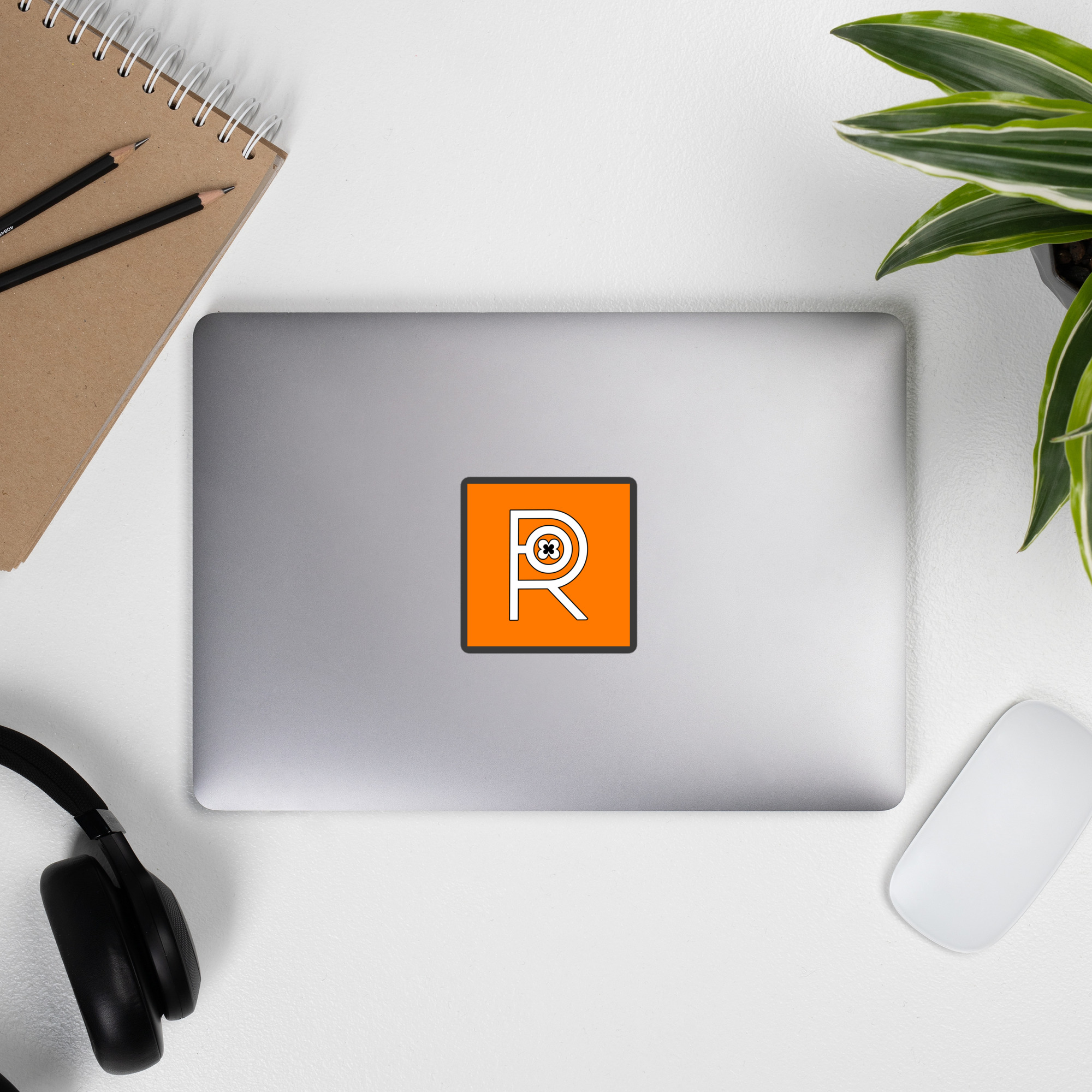 R - White And Black Outlined Orange Eclipse Bubble-free Stickers - Image 4