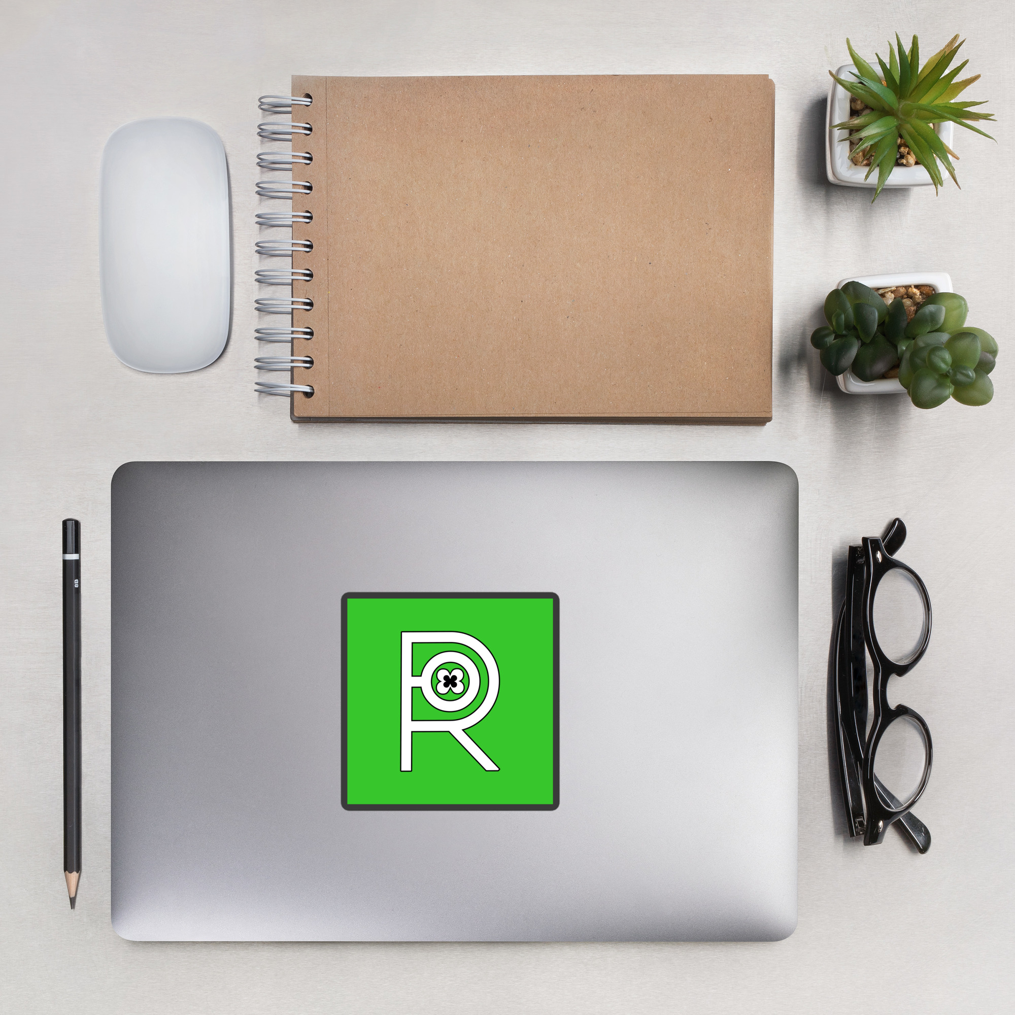 R - White And Black Outlined Green Eclipse Bubble-free Stickers